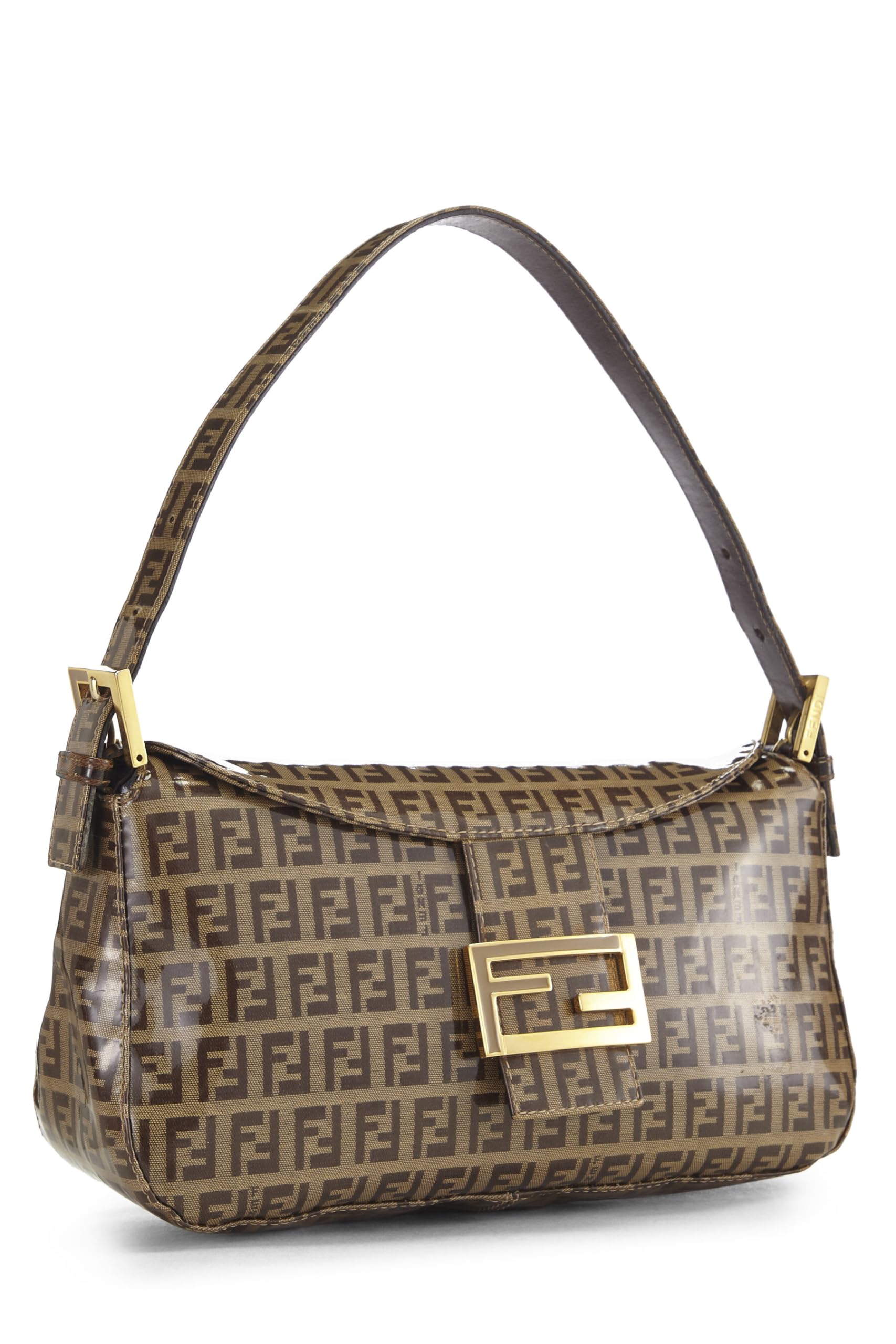 Fendi, Pre-Loved Brown Vinyl Shoulder Bag, Brown