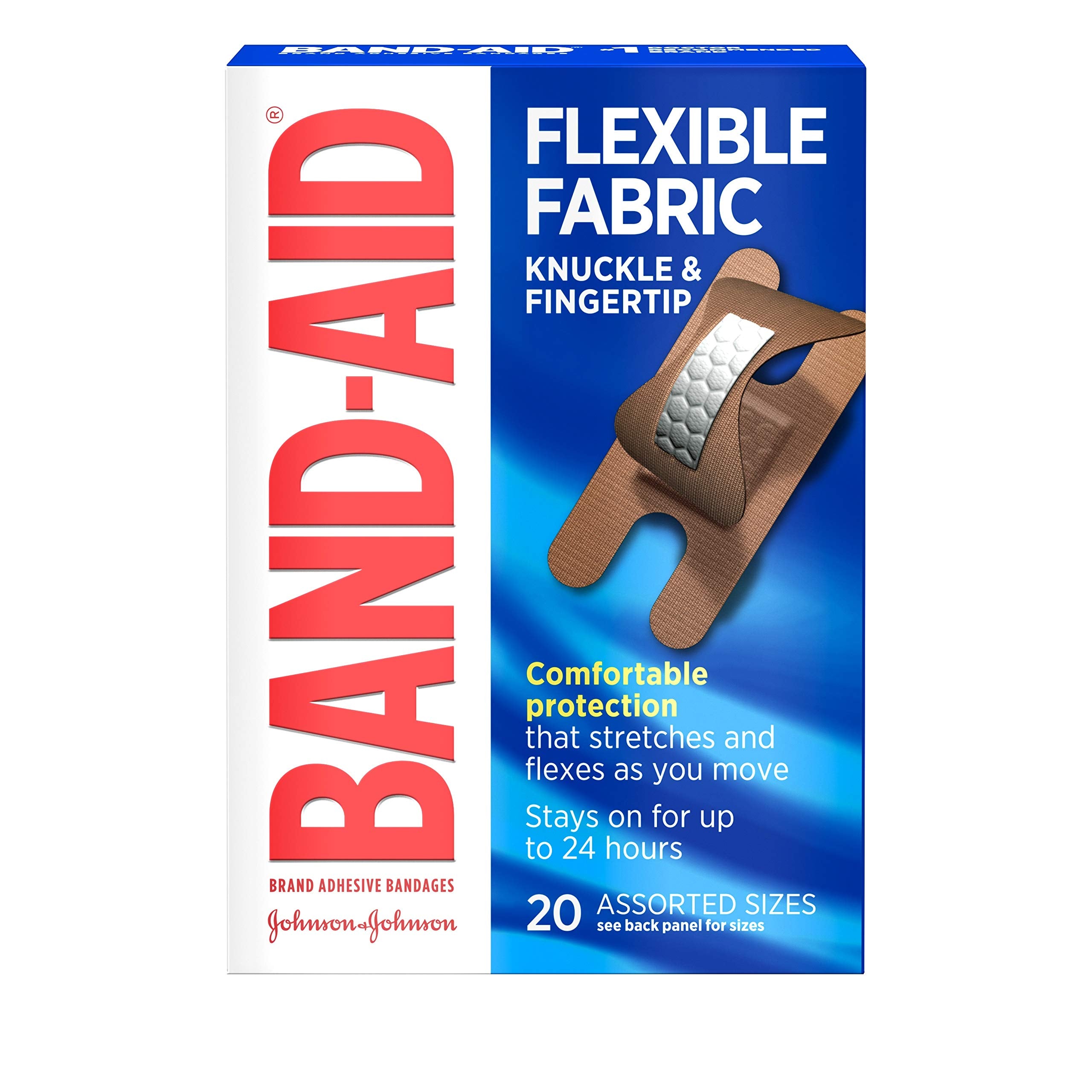 BAND-AID Brand Flexible Fabric Bandages Knuckle & Fingertip, 20 Count (Pack of 2)