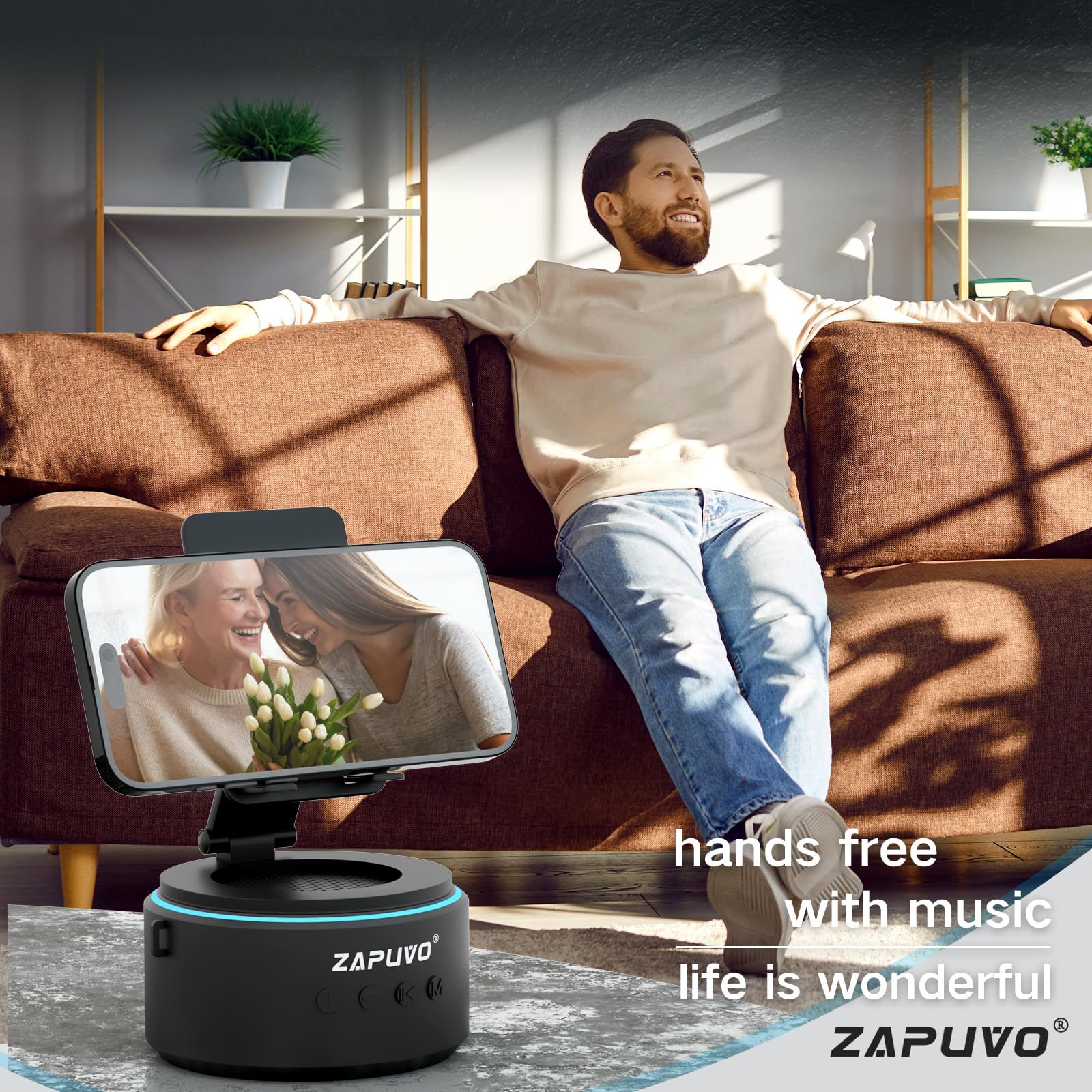 ZAPUVO Bluetooth Speaker with Cell Phone Stand, Dad Gifts for Fathers Day from Daughter Son Kids, Gifts for Men Women Birthday, Cool Gadgets Anniversary Ideas for Husband Him from Wife