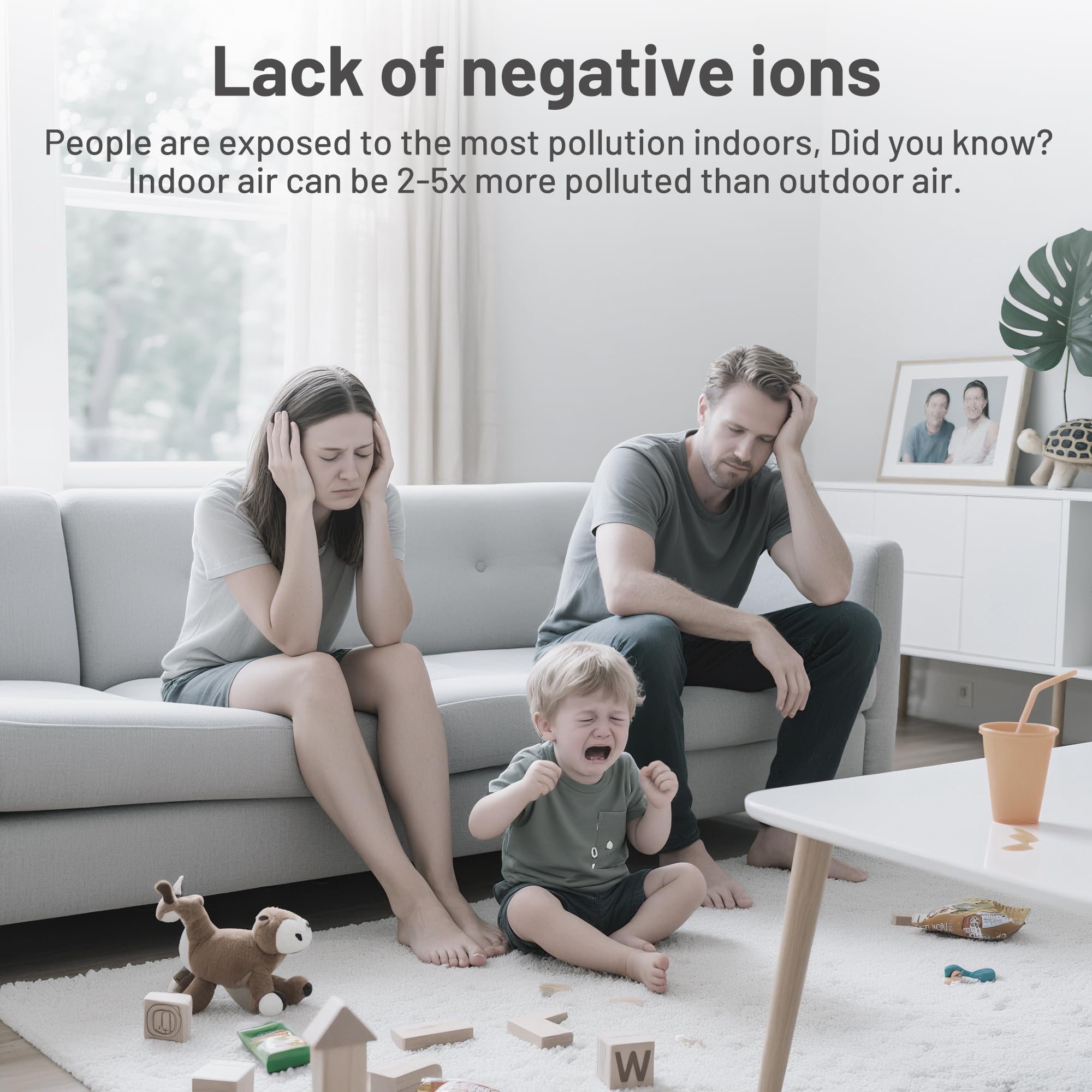 Plug in Air Ionizers 60 Million Negative Ions Out Put, 2 in 1 Ozone Odor Eliminator and Air Ionizers for Home, Kitchen, Bedroom, Office, Mini Air Cleaner for Dust, Smoke, Pets, 2 Pack