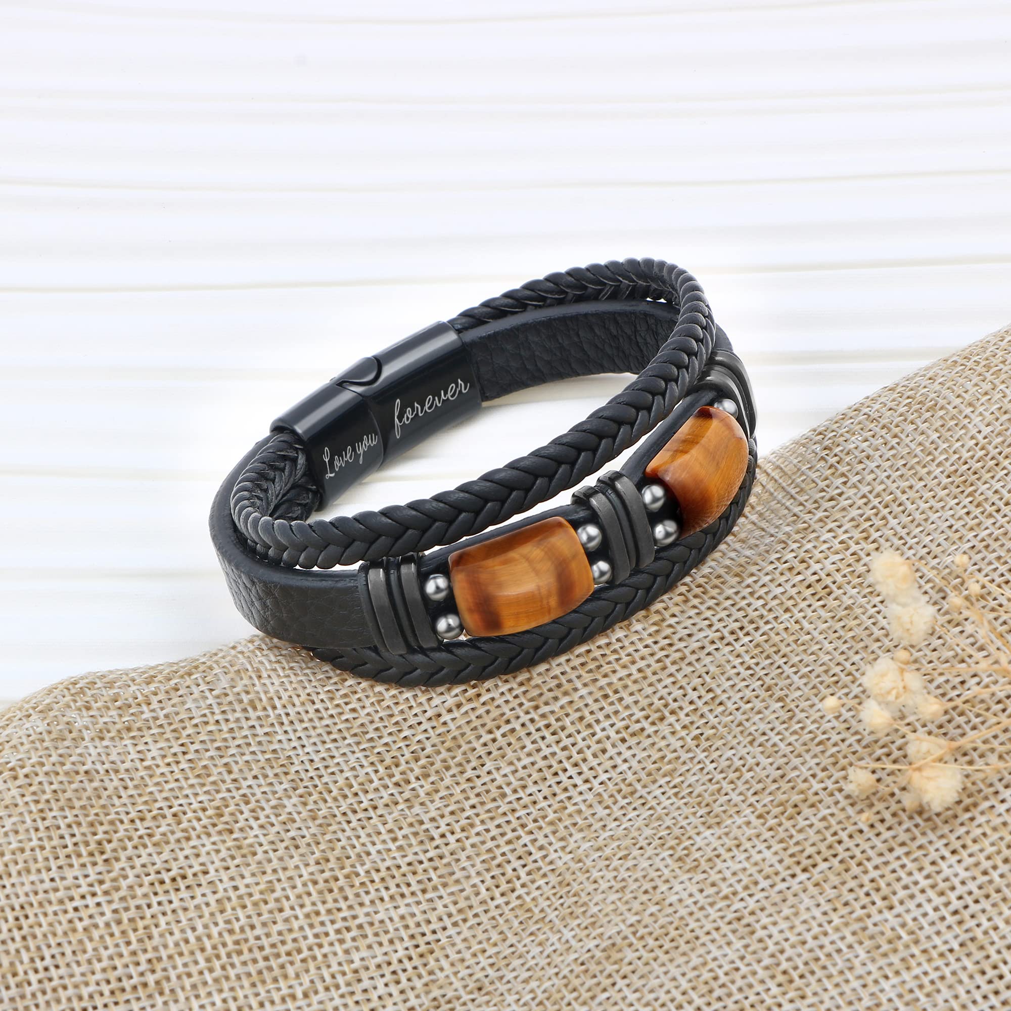 JoycuFF Grandson Birthday Gifts Leather Bracelets for Grandson Gift for Grandson from Grandpa Grandma To My Grandson Love You Forever Bracelet Anniversary Christmas Ideas Gift