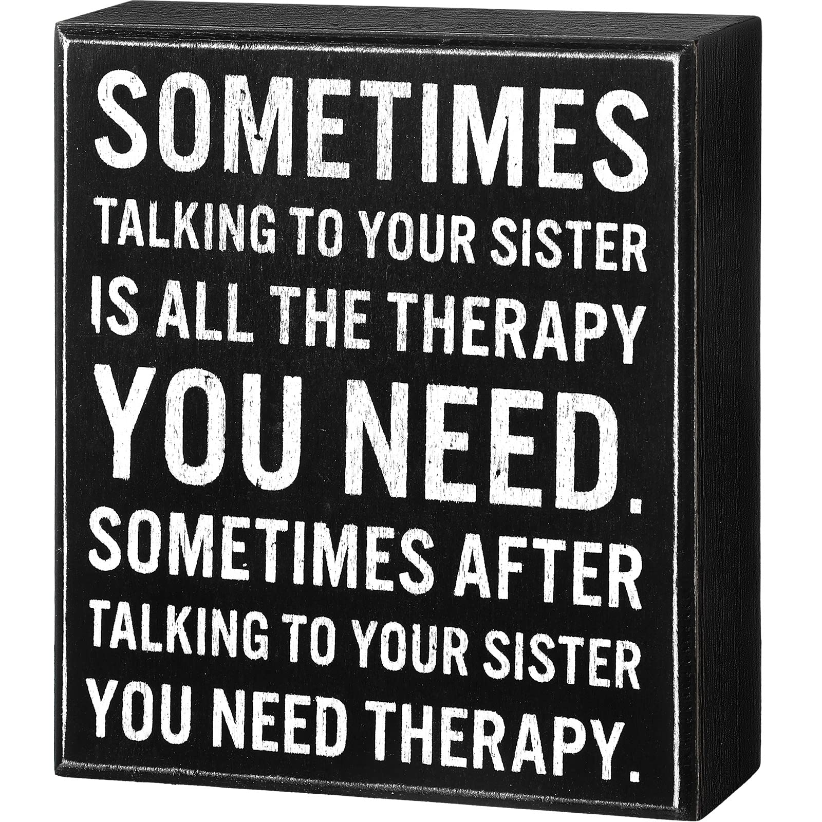 Jetec Funny Sister Gifts Sometimes Talking to Your Sister Is All the Therapy You Need Wood Sign 5.9 x 5.1 Inch Funny Sister Plaques with Sayings Decorative for Christmas Home Decor(Black)