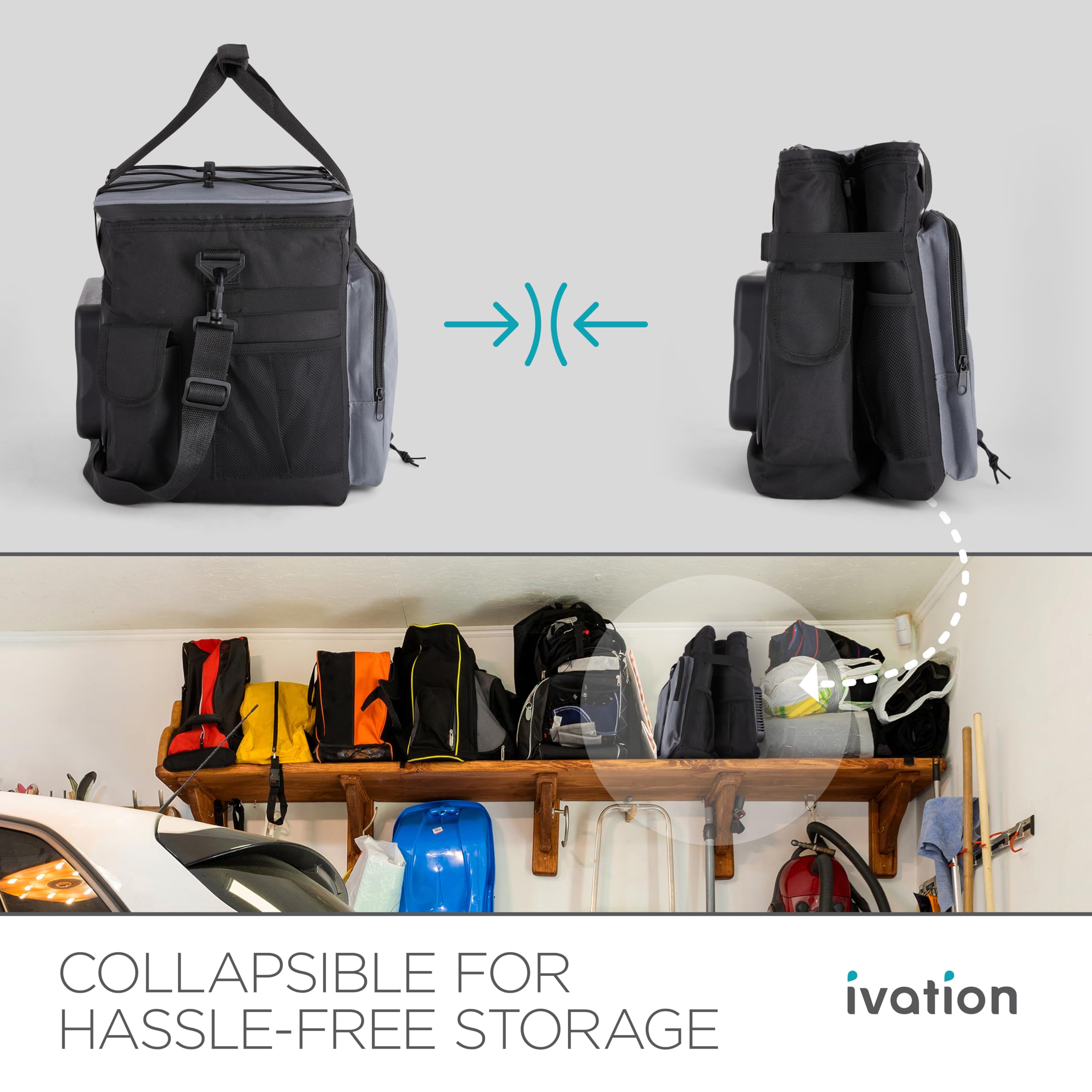 Ivation Portable Electric Cooler Bag | 18L Soft Sided Thermoelectric Travel Cooler with Shoulder Strap, Storage Pocket & DC 12V Plug in for Car, Truck & RV Camping