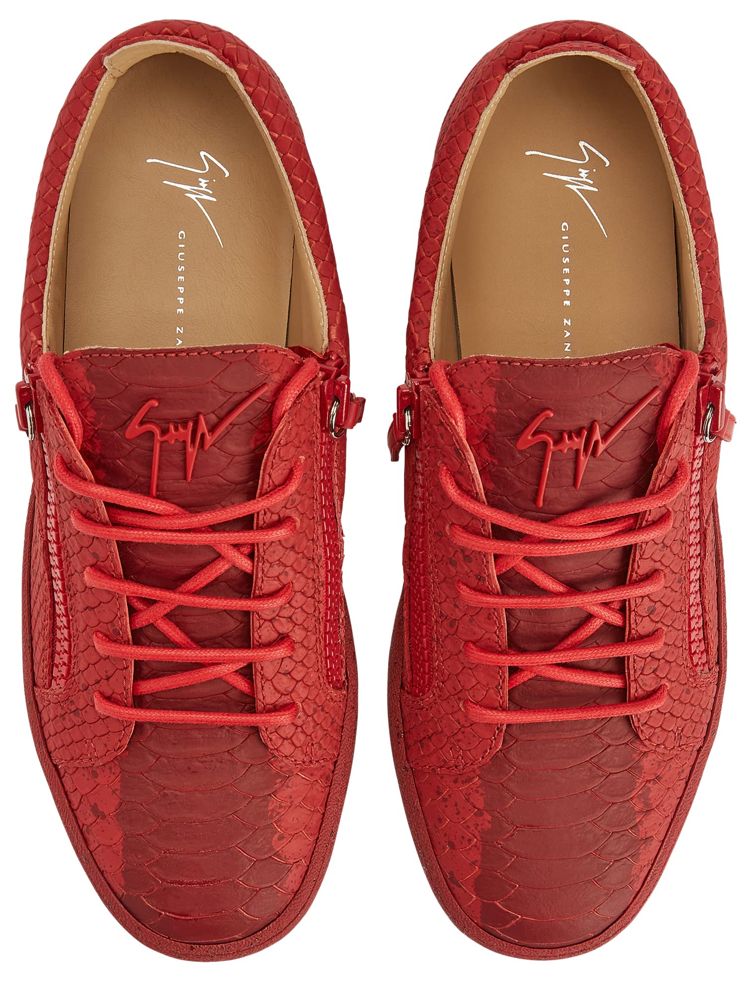 Giuseppe Zanotti, Frankie Low-Top Sneakers Leather, 8, Red