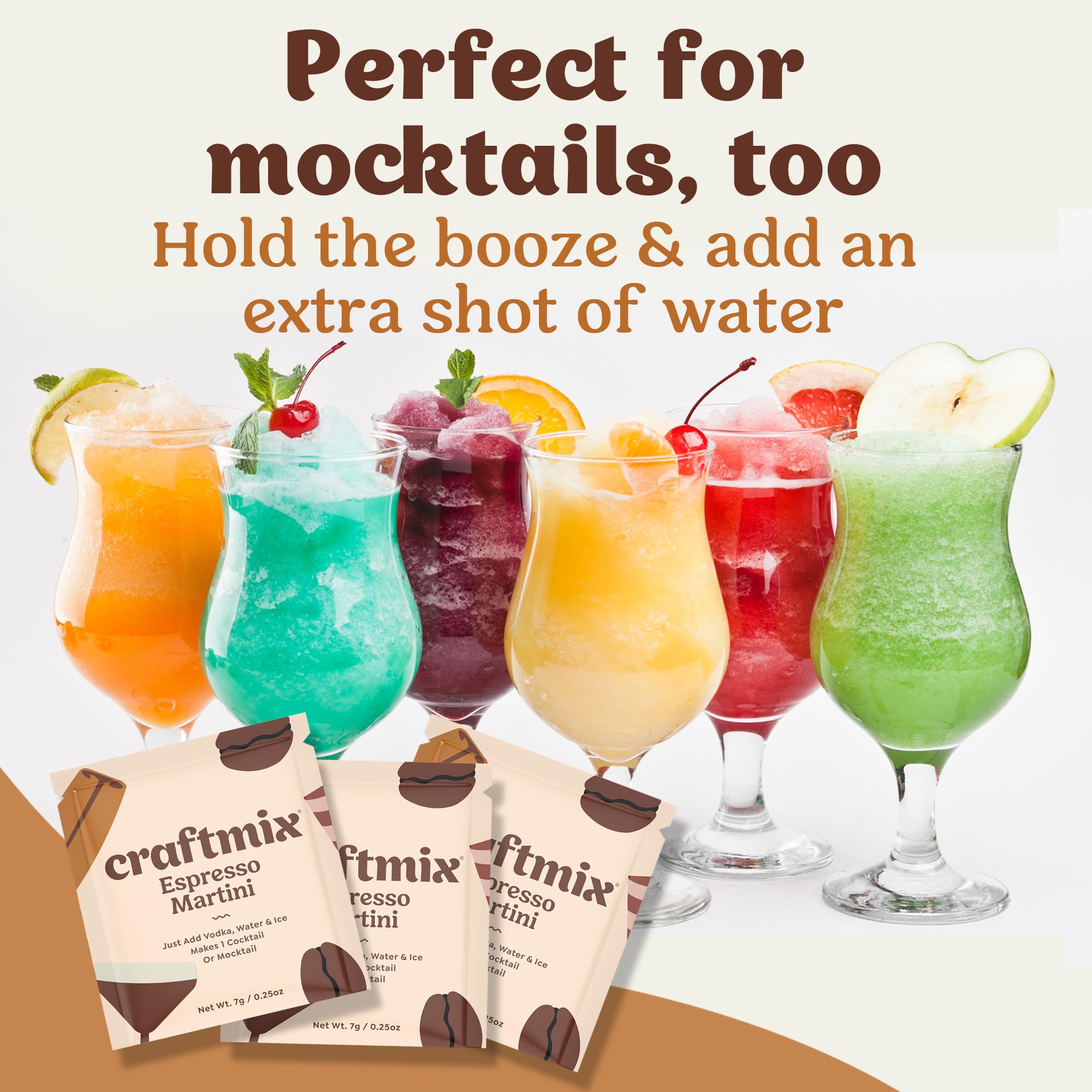 Craftmix Espresso Martini Cocktail & Mocktail Drink Mixer, Skinny Mixes - Water Flavoring Packets - Made With Real Coffee Beans - Vegan, Low-Carb, Low-Sugar, Non-GMO, Dairy Free, Gluten Free, 12 Pack