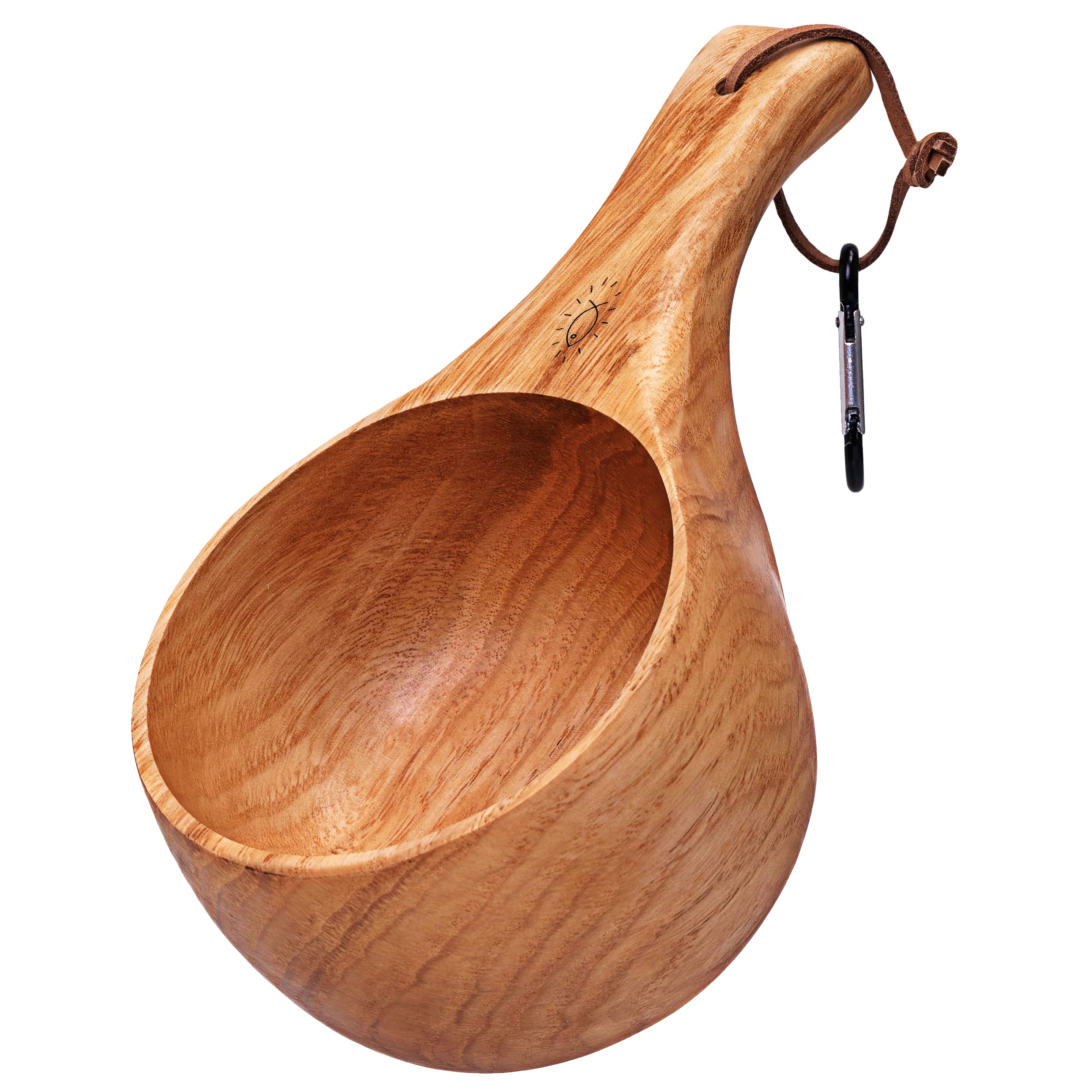 GCS Handmade Kuksa 12 Oz Portable Outdoor Wooden Camp Cup Handcrafted with Natural Chestnut Wood with Ancient Nordic Lifestyle Lightweight for Camping, Backpacking or Bushcraft