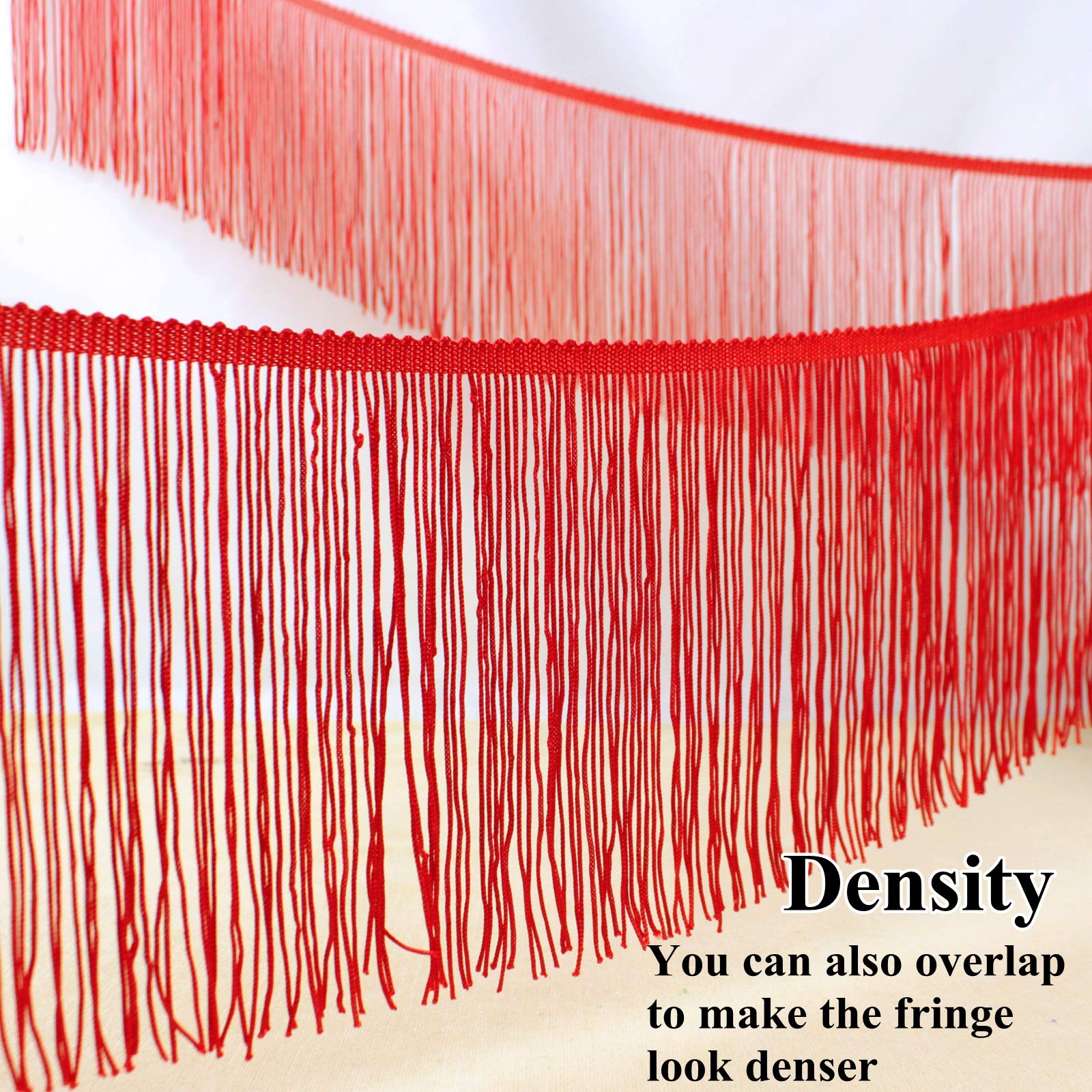 IDONGCAI Fringe Trim Lace Tassels Trim for Latin Wedding Dress Stage Clothes-lamp shade fringe-Cushion Trim Lace Fringe Ribbon (Red)