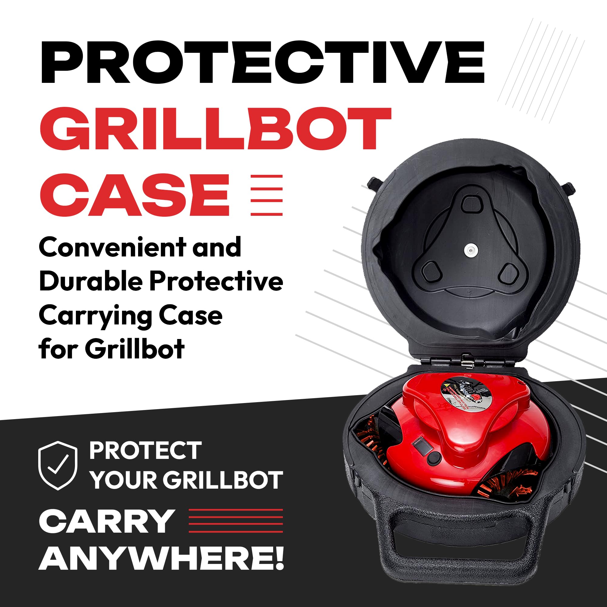 Grillbot Automatic Grill Cleaning Robot (Red Grillbot + Carry Case, Grillbot Bundle)