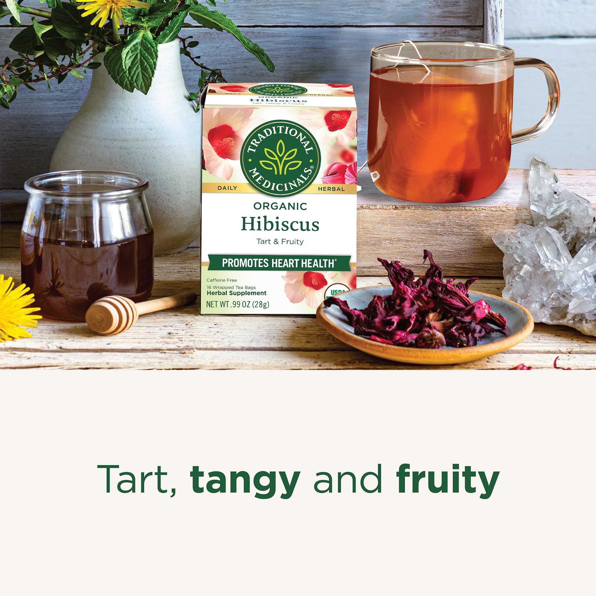 Traditional Medicinals Tea, Organic Hibiscus, Supports Your Cardiovascular System, 16 Tea Bags