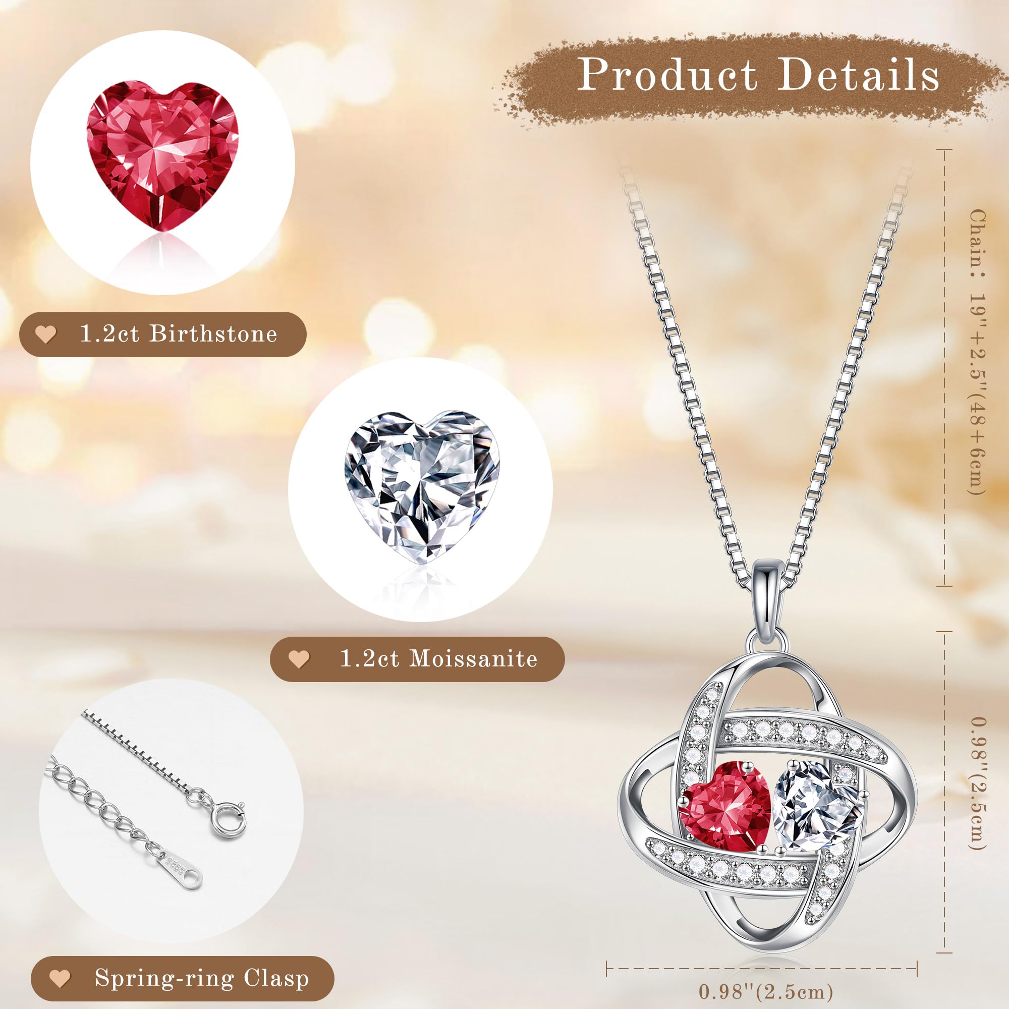 MOOSEA Birthstone Moissanite Necklace Gifts for Women - Anniversary Birthday Gifts for Wife, June Birthstone Necklace for Wife Mom, Alexandrite Necklace Christmas Gifts for Women Her
