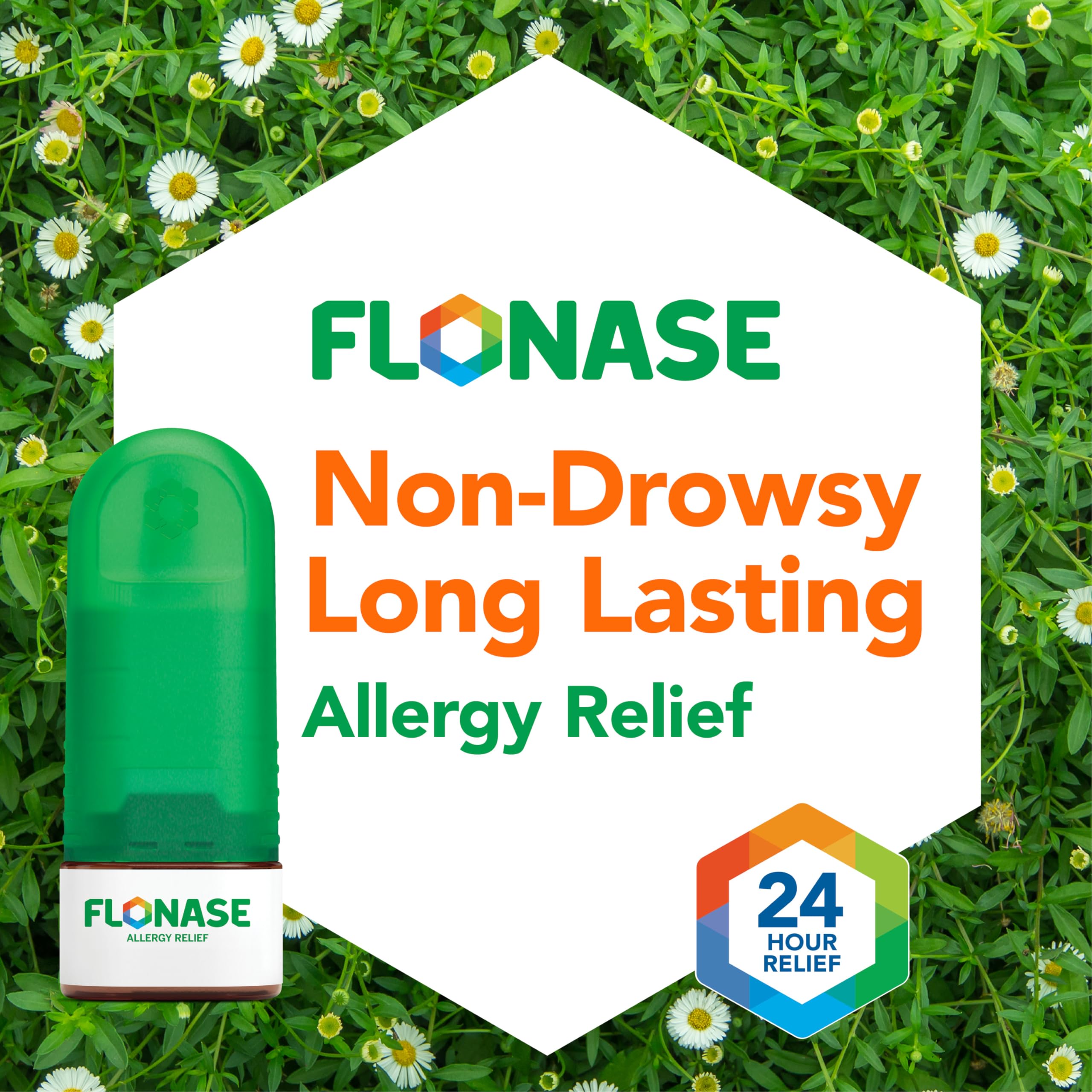 Flonase Allergy Relief Nasal Spray, 24-Hour Non-Drowsy Multi-Symptom Relief – 144 Sprays (Pack of 2) plus Bonus Pack of Tissues