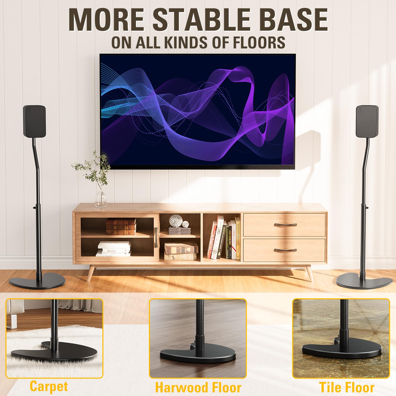 Mounting Dream Height Adjustable Speaker Stands Mounts, One Pair Floor Stands, Heavy Duty Base Extendable Tube, 11 LBS Capacity Per Stand, MAX 39" Height Adjustment MD5401 (Speakers Not Included)
