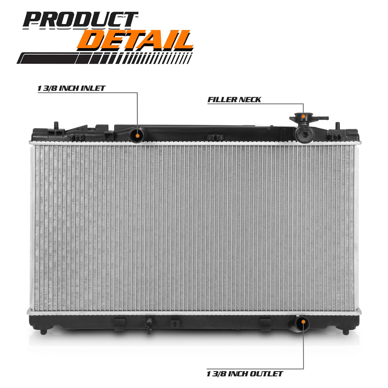 M-AUTO Aluminum OE Style Radiator Compatible with 2010 2011 10 11 Toyota Camry 2.5L without Tow Package 1-3/8" Inlet, 1-3/8" Outlet DPI 13159