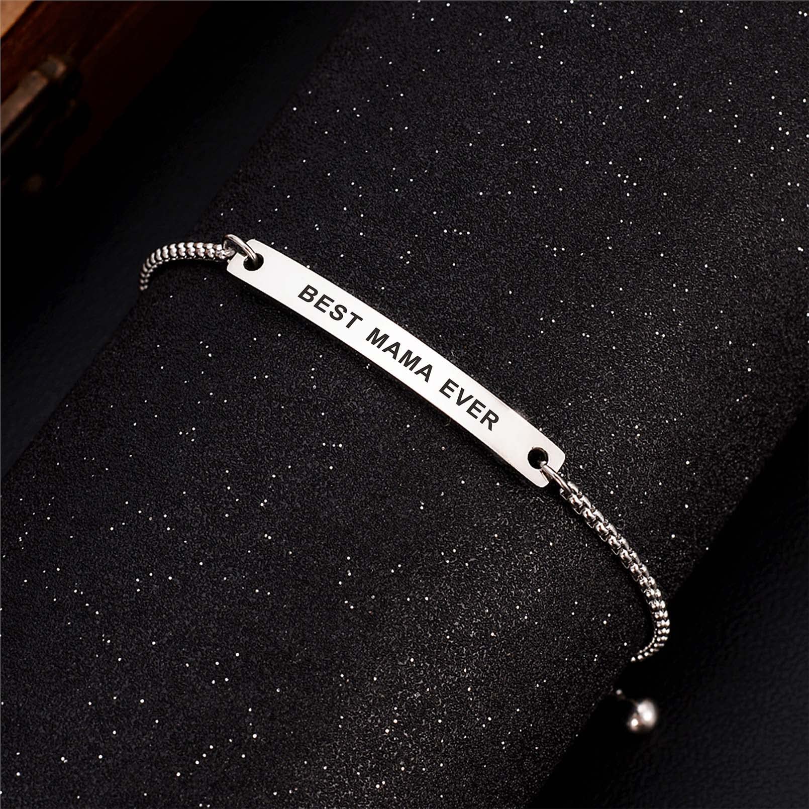 SOUSYOKYO Mama Mama Bracelet, Best Mama Ever Gifts for Women, Steel Bracelet Jewelry for Mama as Birthday Mother's Day Gifts, Love Mama Present Stuff