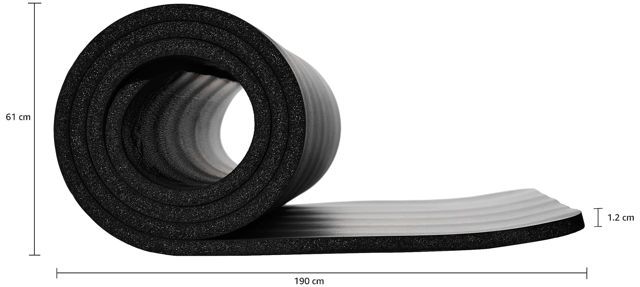 Amazon Basics Extra Thick Exercise Yoga Gym Floor Mat with Carrying Strap, 74 x 24 x .5 Inches, Black