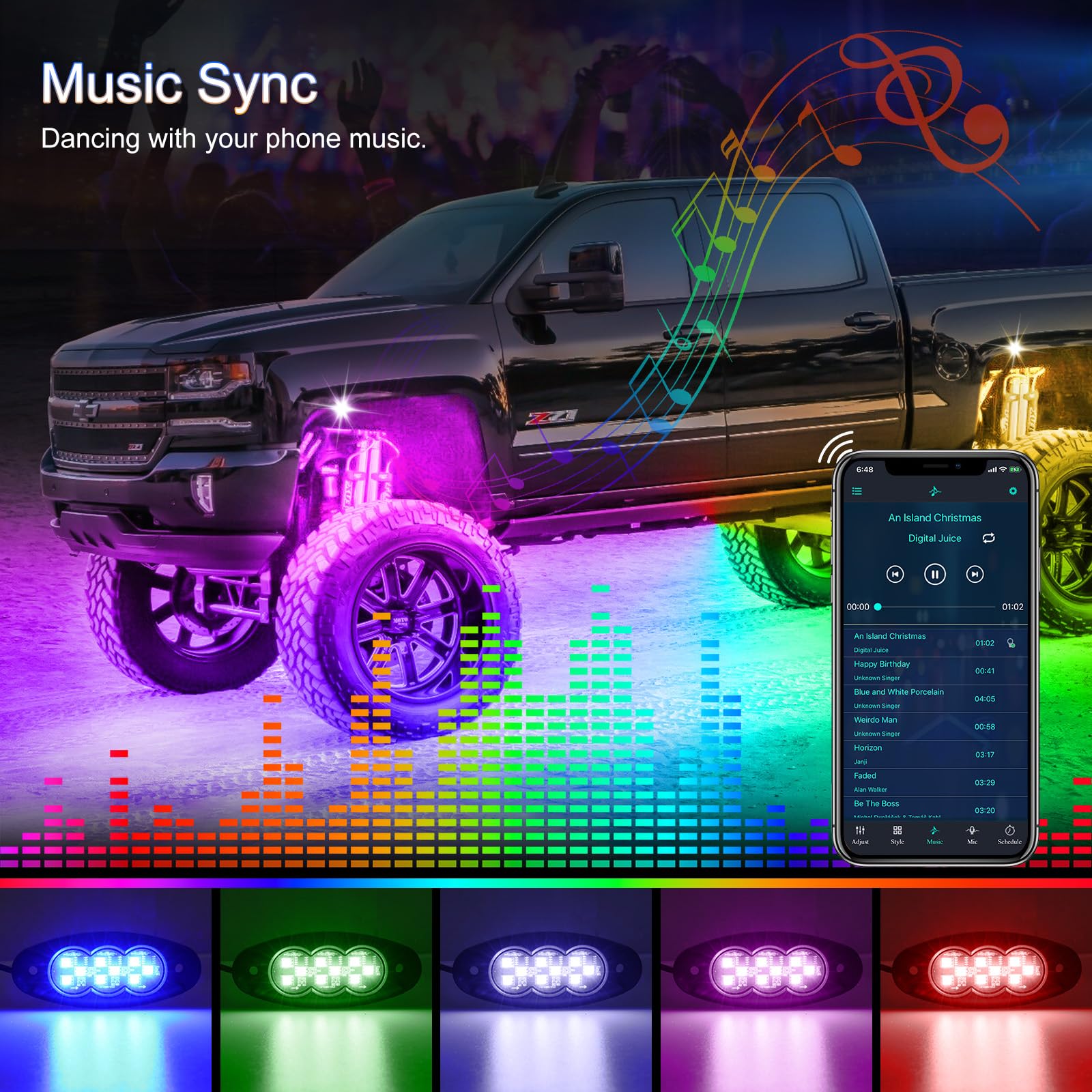 ICICAR 12 Pods LED Rock Lights Kit, APP/RF Control Multicolor MagicRGB Underglow Neon Lights Waterproof Brake Light Music Mode Exterior Rock Lights for Car Jeep Truck ATV RZR UTV Off Road