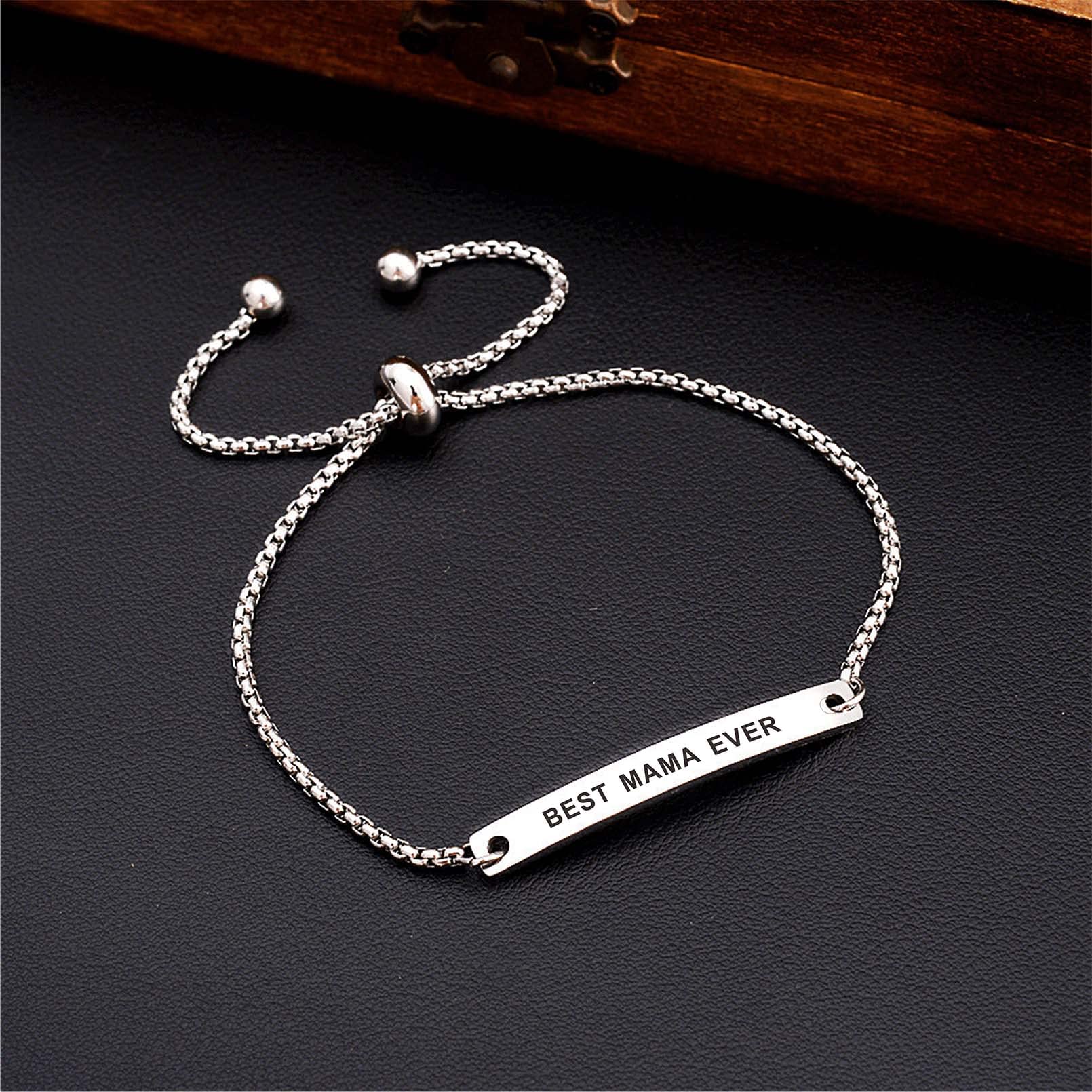 SOUSYOKYO Mama Mama Bracelet, Best Mama Ever Gifts for Women, Steel Bracelet Jewelry for Mama as Birthday Mother's Day Gifts, Love Mama Present Stuff