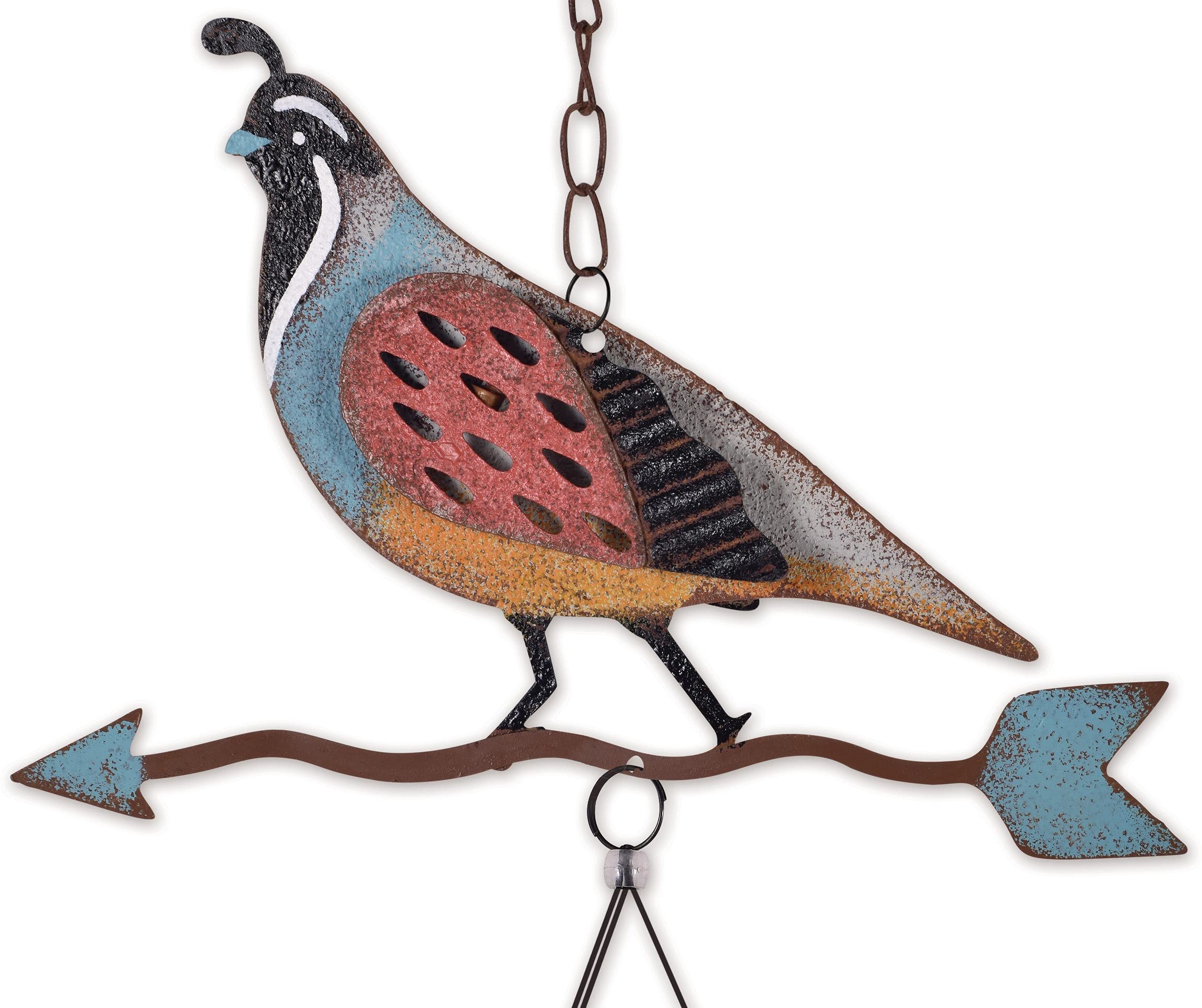 Sunset Vista Designs 93755 Southwest Collection-34-Inch Rustic Metal Wind Chime, Quail