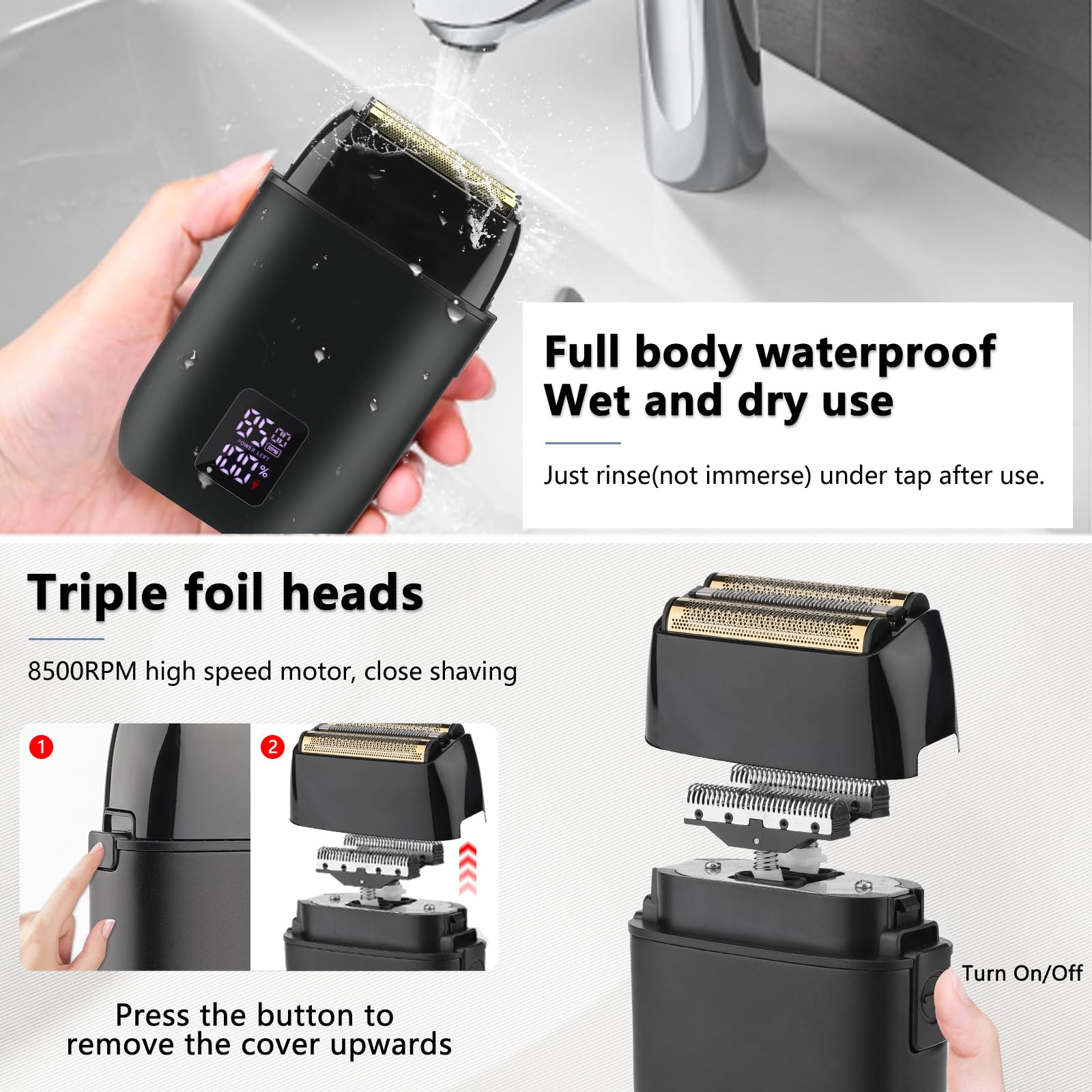 Hair Clippers for Men, Professional Clippers and Trimmers Electric Razor Foil Shaver Set, Beard Trimmer, Cordless Mens Clippers for Hair Cutting, Barber, Grooming, Family