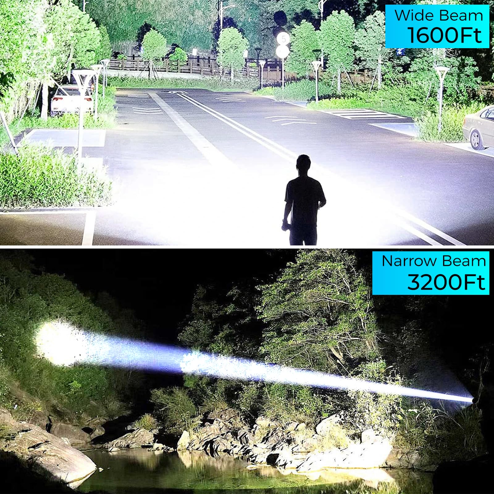 AURASEASON Rechargeable Flashlights High Lumens, 990,000 Lumen Super Bright Led Flash Light, Powerful Flashlight with 7 Modes, COB Light, IPX7 Waterproof for Camping, Emergencies