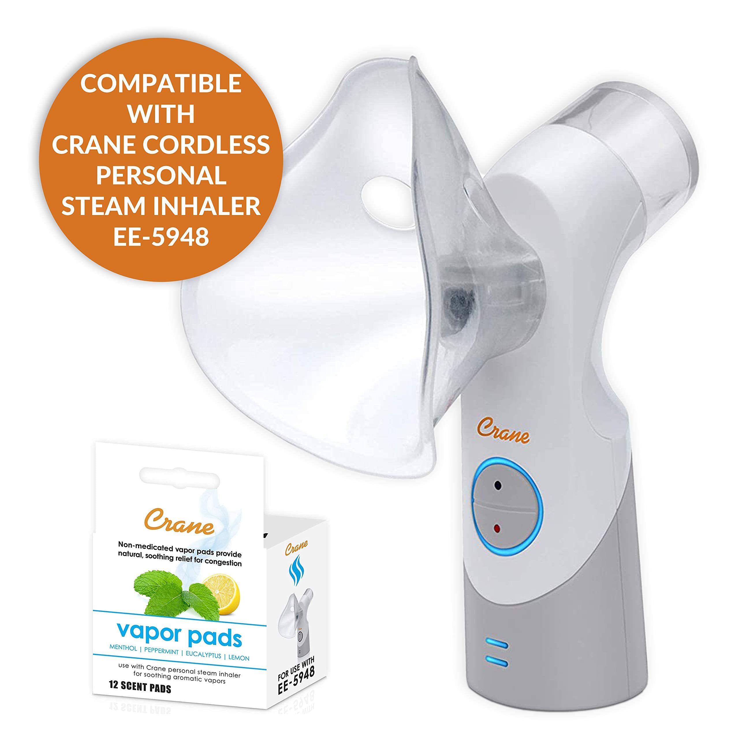 Crane Vapor Pads for EE-5948 Cordless Personal Steam Inhaler, White, 12 Count (Pack of 1)