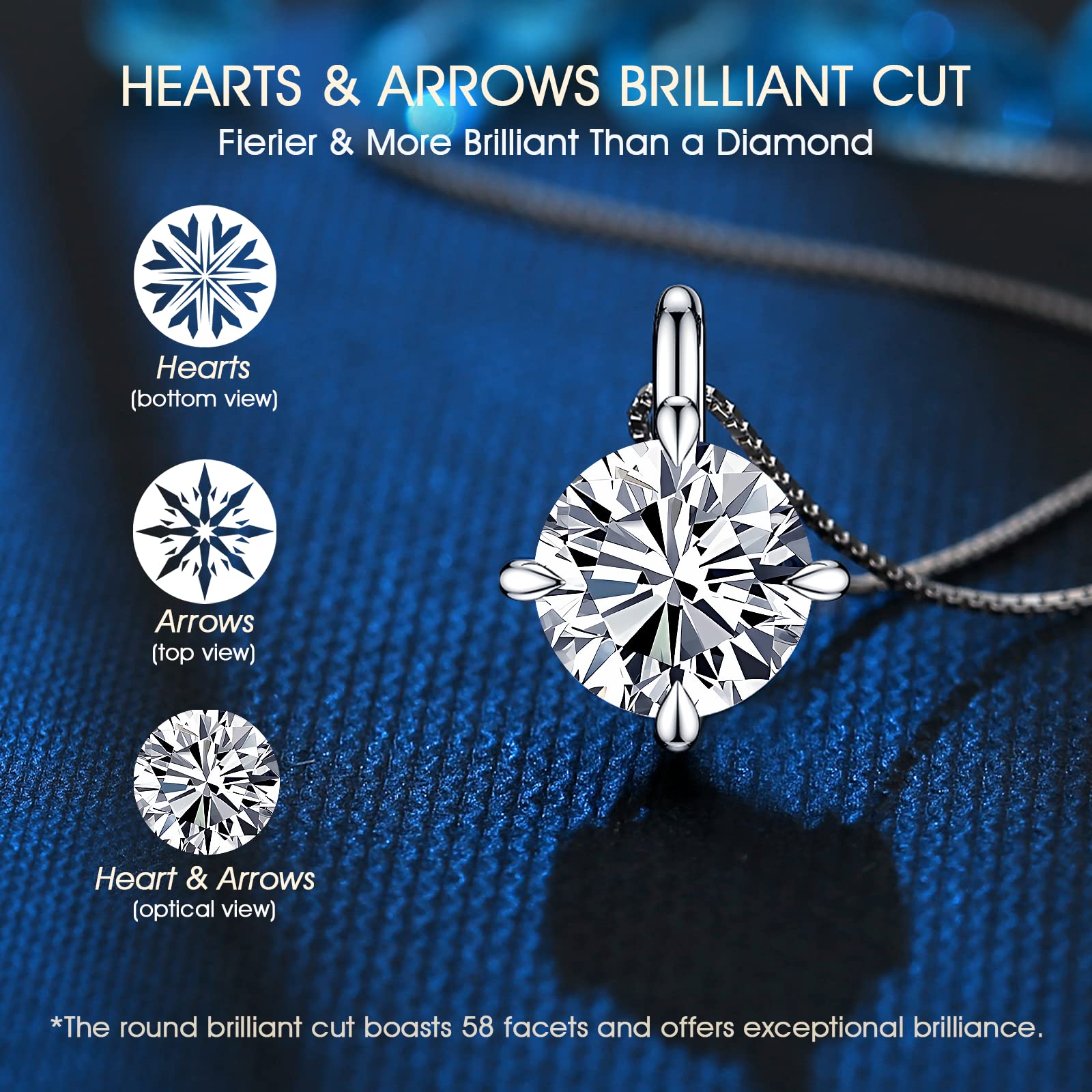 Beam & Bask Necklace Gifts for Girlfriend 2 Carat Moissanite Necklaces for Women Valentine's Day I Love You Gifts for Her Birthday Anniversary Jewelry Gift for Girlfriend