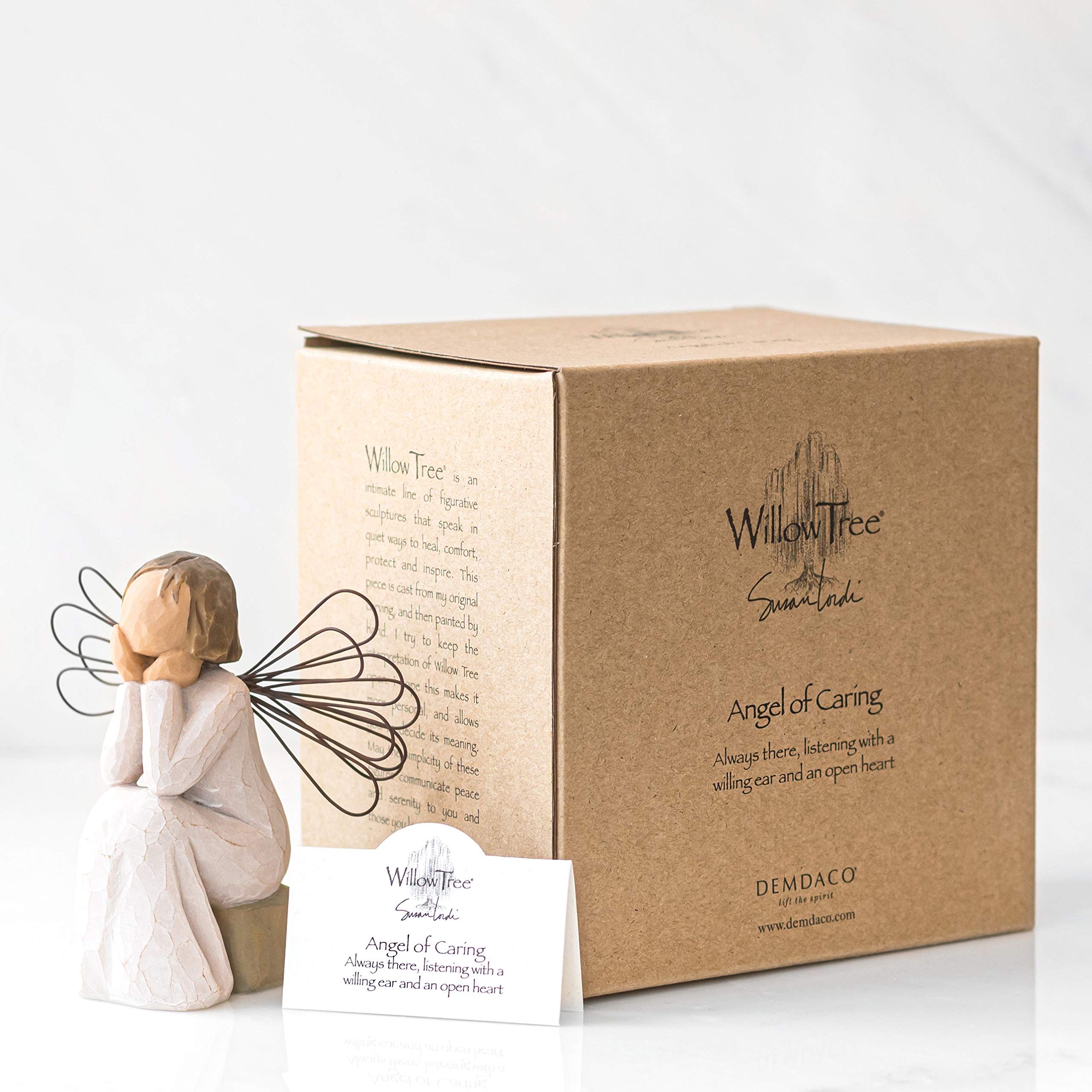 Willow Tree Angel of Caring, Always There, Listening with a Willing Ear and an Open Heart, Expressing Appreciation for Teachers, Volunteers, Caregivers, Nurses, Friends, Sculpted Hand-Painted Figure