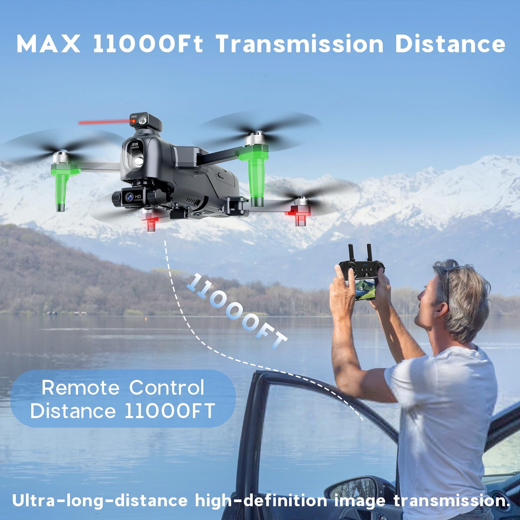 TF15-EX 3-Axis Gimbal Obstacle Avoidance Drone with Camera 4K, 75 Mins Flight Time, 11000FT Range Transmission, Integrated Remote ID