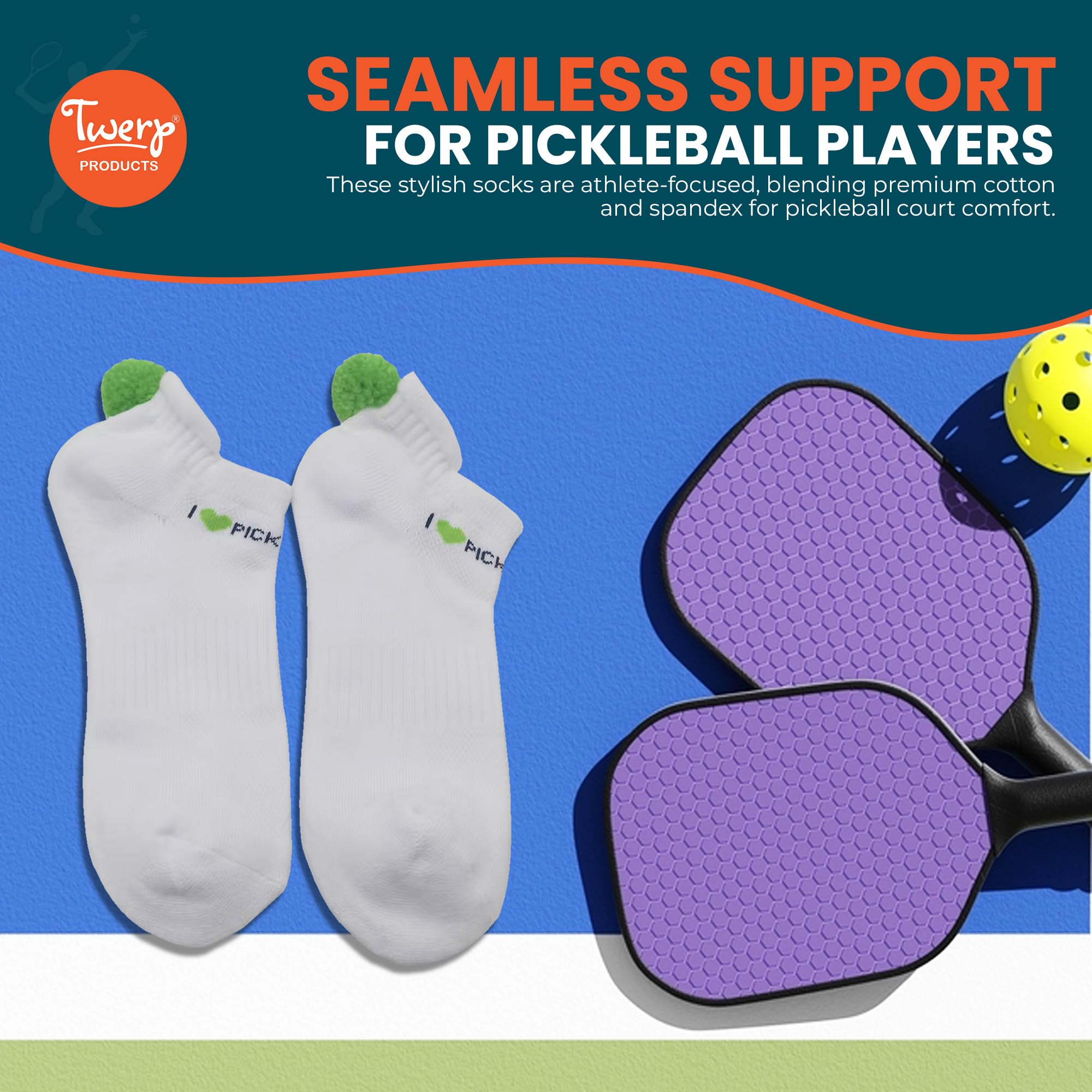 Twerp Pickleball Socks for Women - Novelty Pickle Ball Clothing - Fun Pickleball Gift for Women