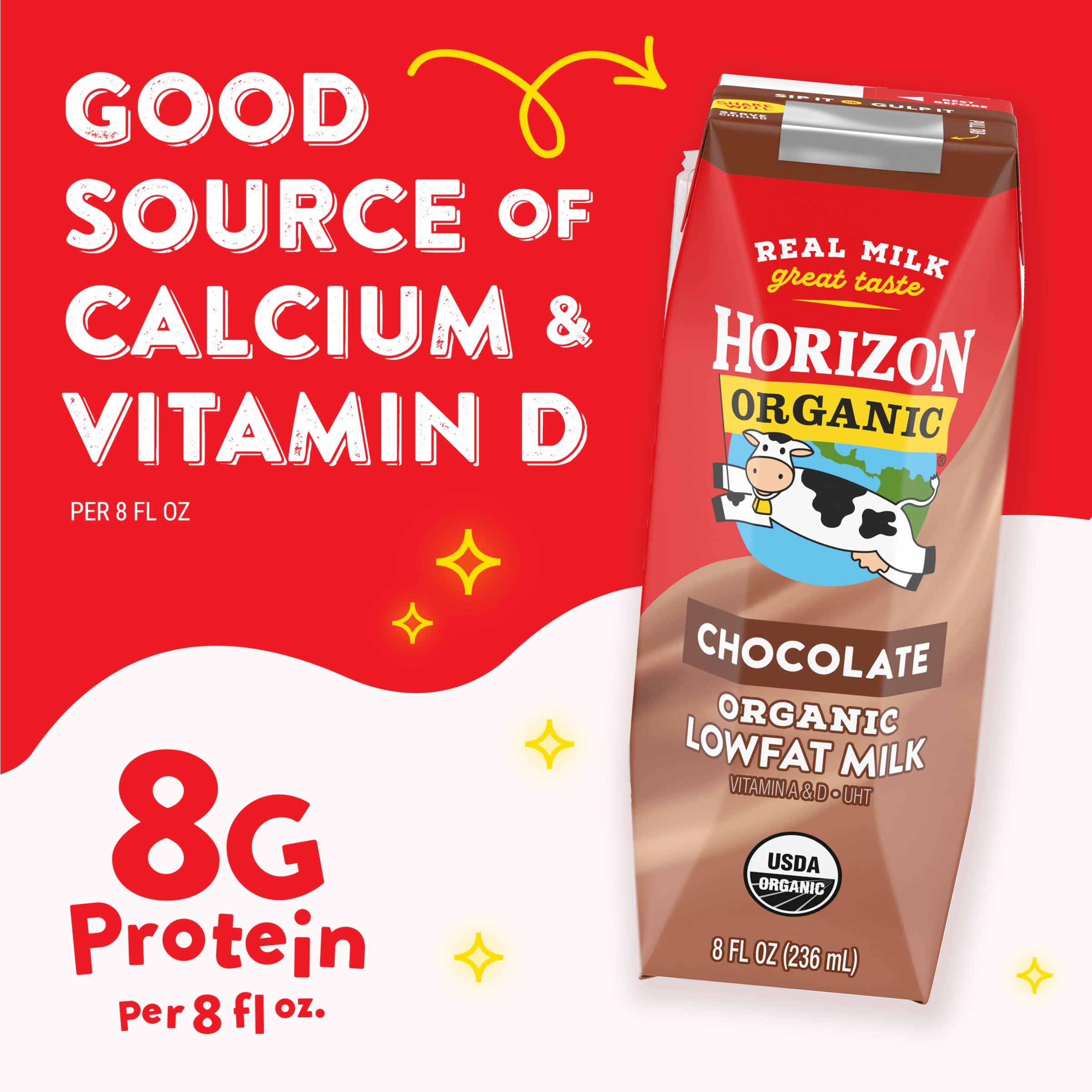 Horizon Organic, 1% Low Fat Milk, Chocolate, 6pk, 8oz