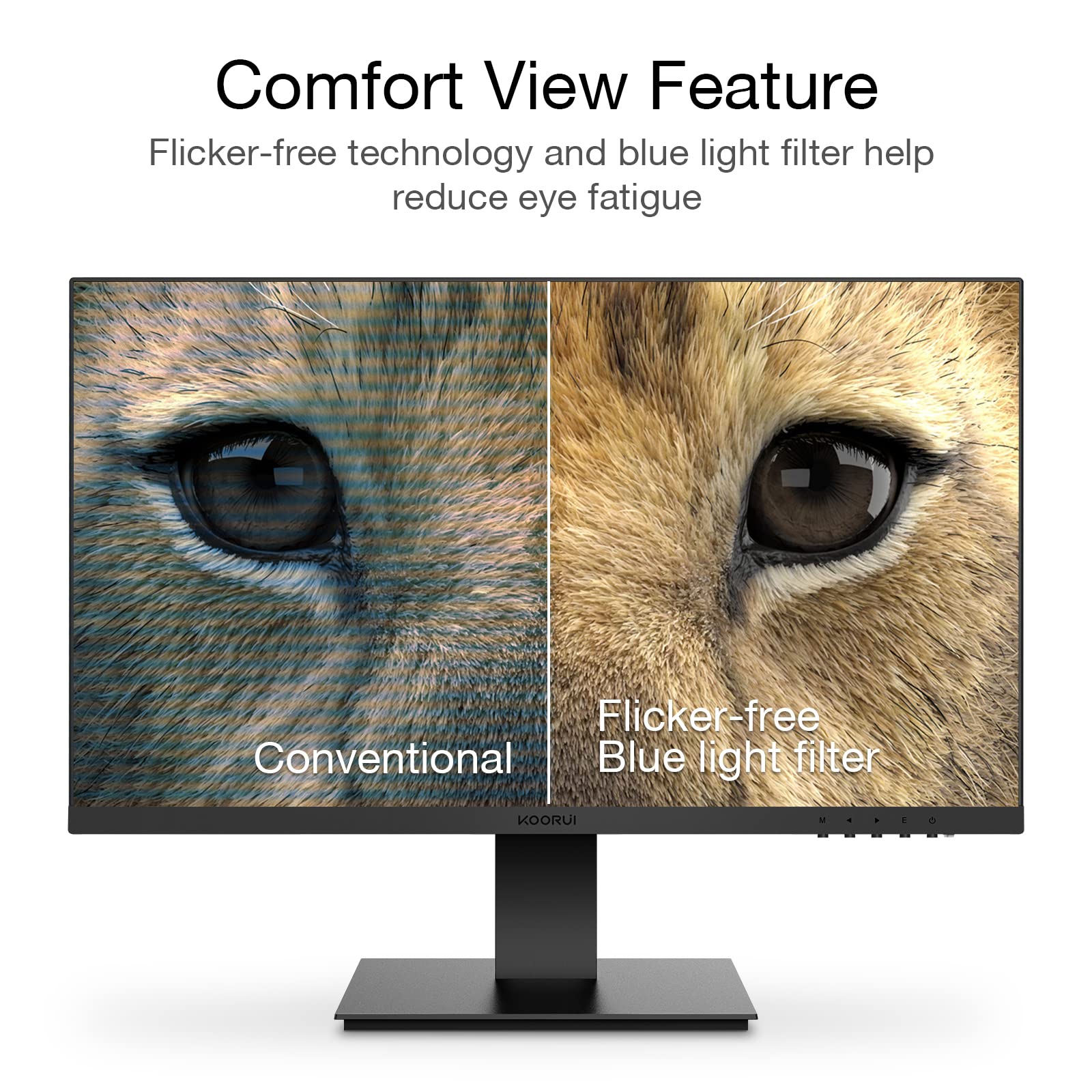 KOORUI Monitor 27 Inch 1080p PC Monitor 3000:1 Contrast Ratio with HDMI VGA for Office and Home, 99% SRGB, Frameless, Eye Care, Tilt Adjustment, VESA Mountable, Black