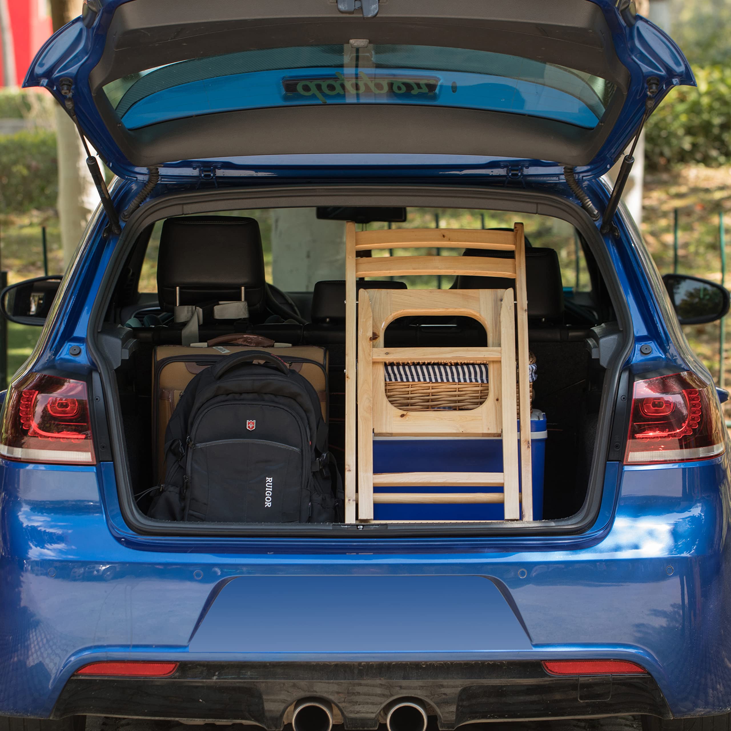 PLAYBERG Wooden Folding Portable Toilet Seat for Camping and Hiking with Backrest