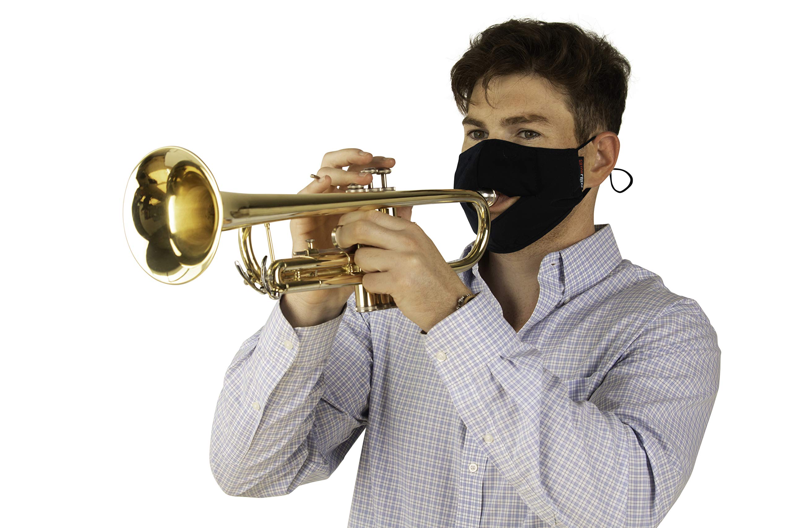 Gator Cases Double-Layer Face Mask with Magnetized Cotton Flap, Ideal for Wind Instrument Performance, Drinks, Events and Travel; Medium (GBOM-MEDIUMBK)