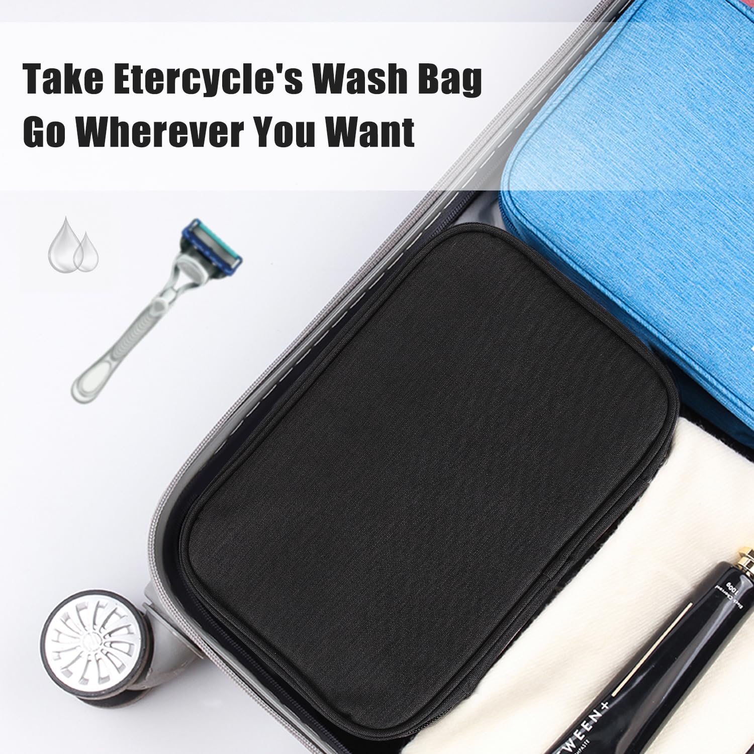 Etercycle Toiletry Bag for Women Men, Waterproof Hanging Toiletry Bags for Traveling, Portable Foldable Travel Wash bag with Hanging Hook, Shaving Bag for Bathroom Shower- Black