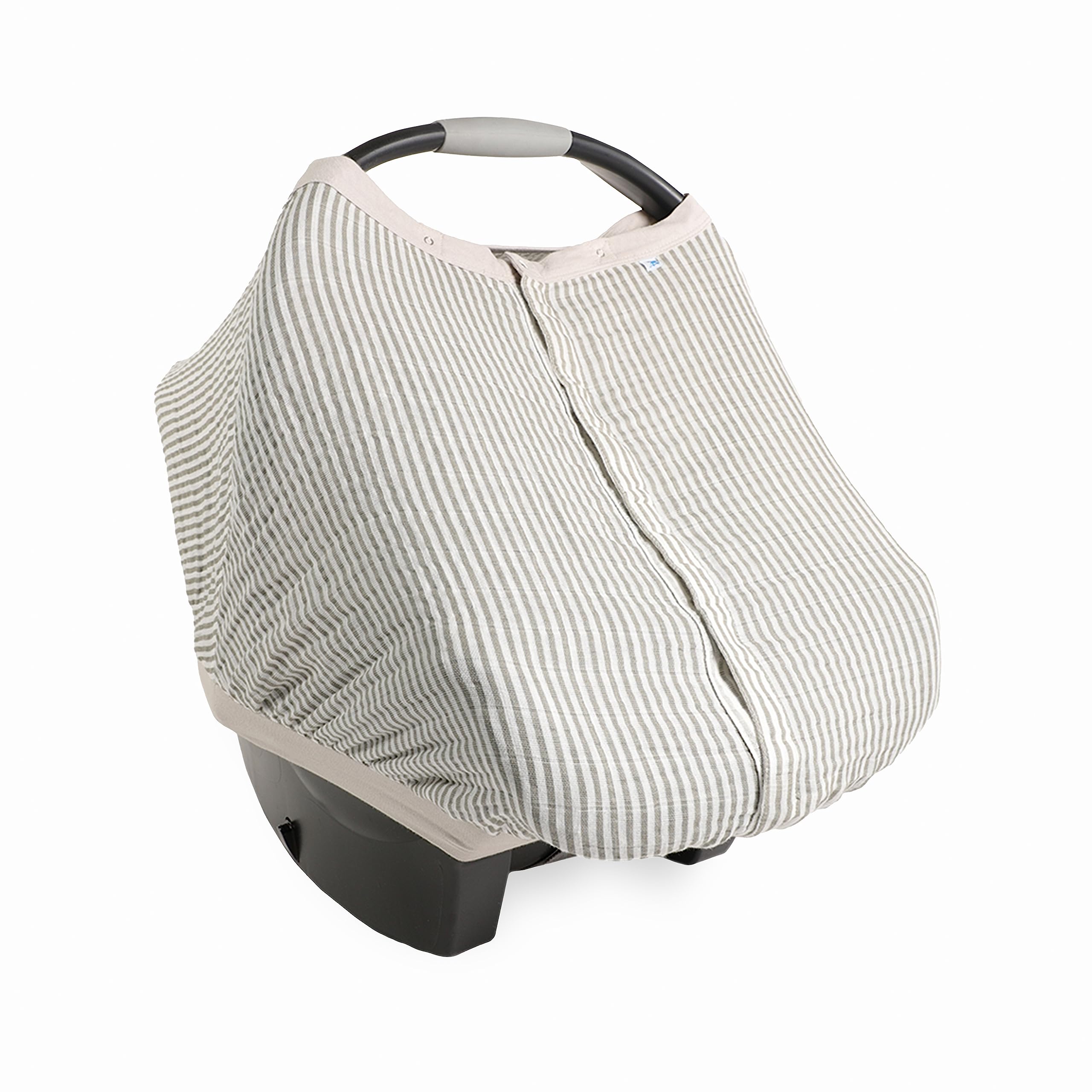 Little Unicorn 100% Cotton Muslin Car Seat Canopy | Super Soft Lightweight Cover with Window | Breathable | Magnetic Closure | Baby and Infant | Machine Washable | Shower Gift (Grey Stripe)
