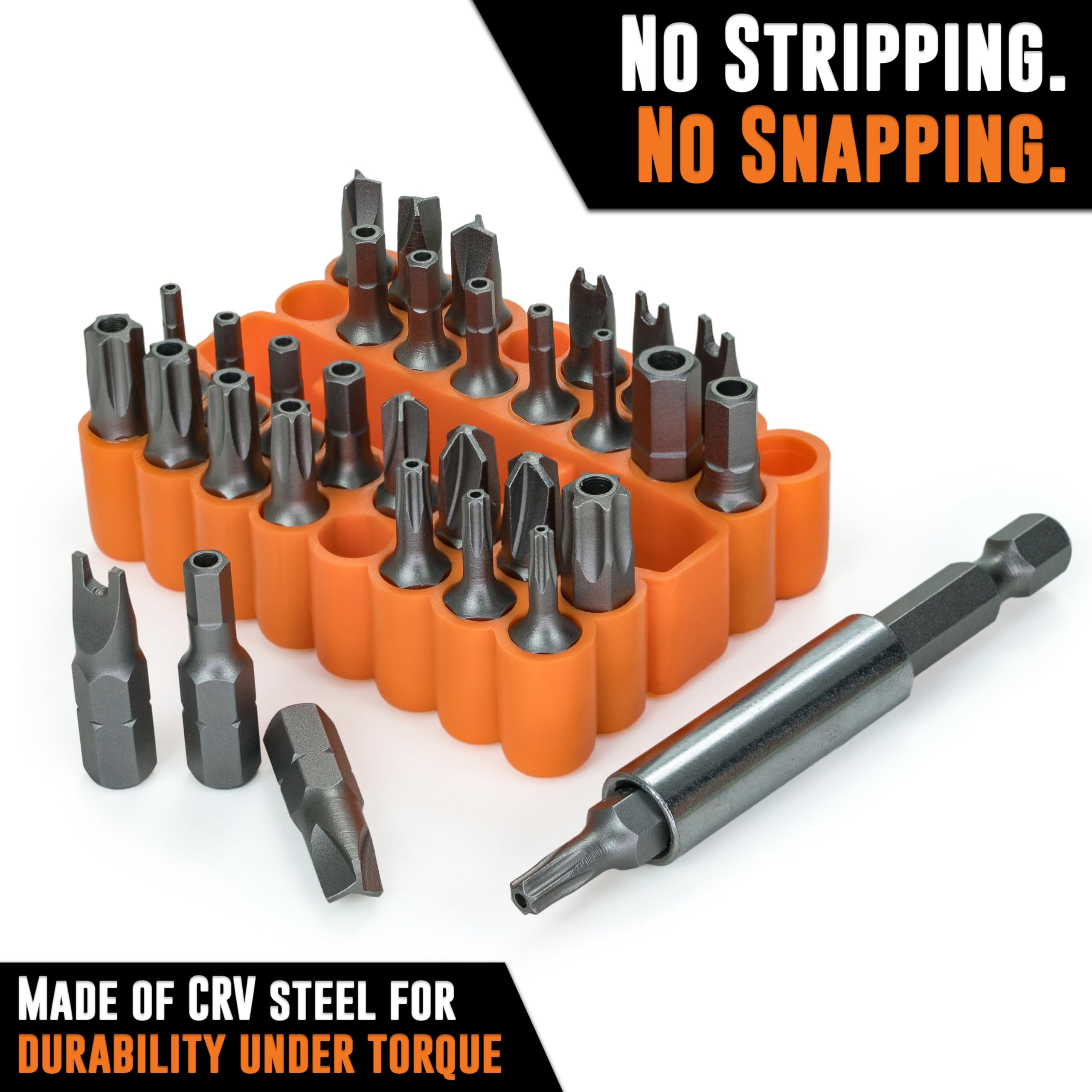 Mutt Tools 33pc Security Bit Set - Complete Torx Security Screwdriver Set with Tamper Proof Bits - Star Bits, Hex, Spanner, Tri-Wing & Torq - Professional Security Torx Bit Set