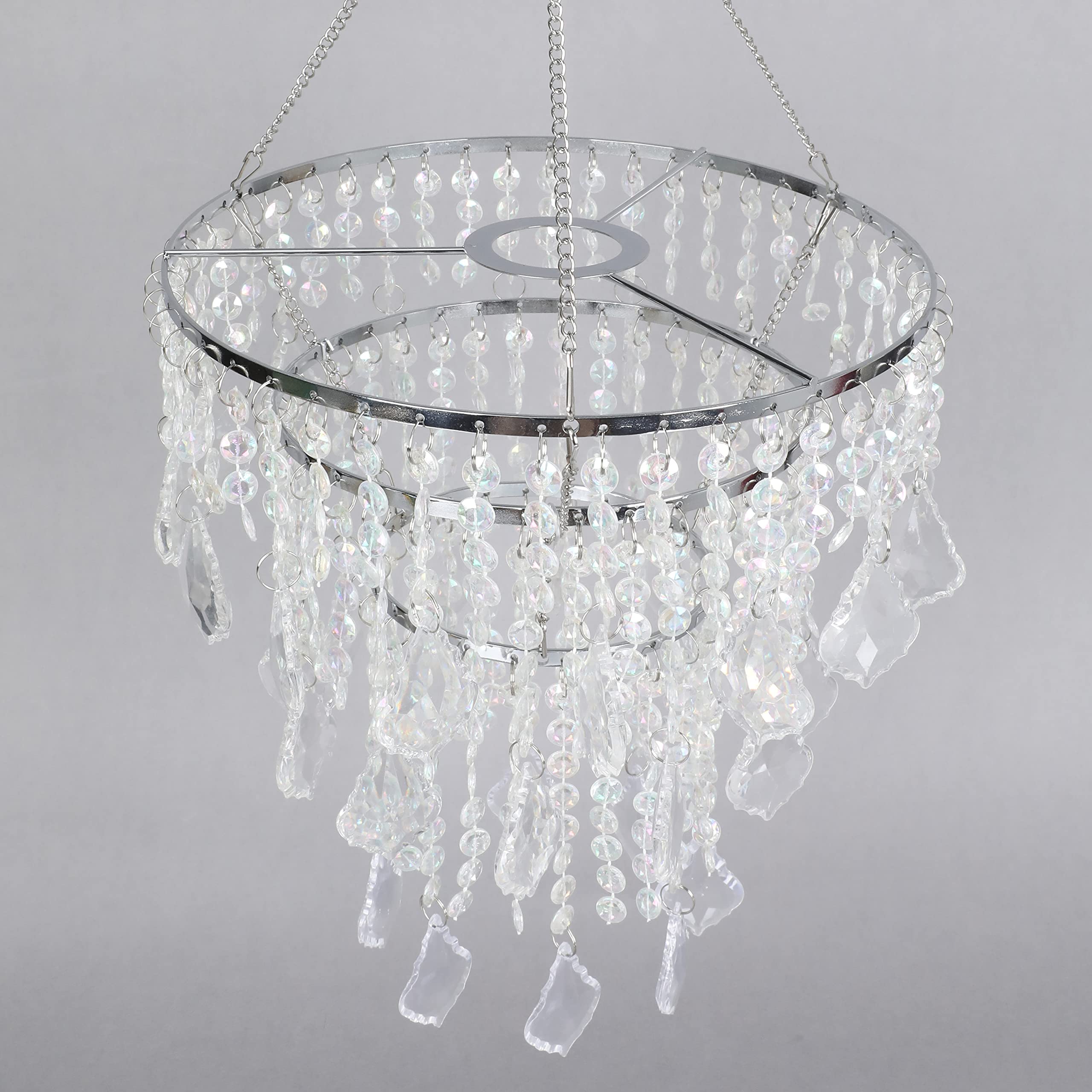 Cioceen Acrylic Chandelier lampshade Crystal Beaded Fixture Pendant Ceiling Light Shade for Wedding Bedroom Centerpiece Lampshade with Acrylic Jewel Droplets H11.5" X W9.84" 3 Tiers