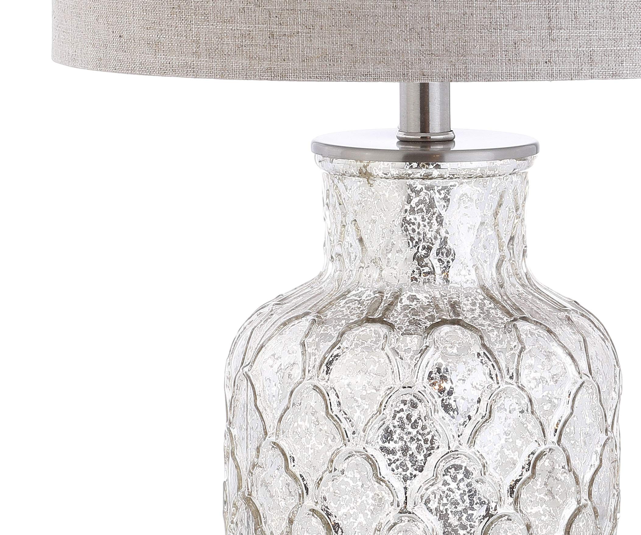 JONATHAN Y JYL1075A-SET2 Set of 2 Table Lamps Alvord 24.5" LED Glass Table Lamp Contemporary Bedside Desk Nightstand Lamp for Bedroom Living Room Office College Bookcase, Mercury Silver