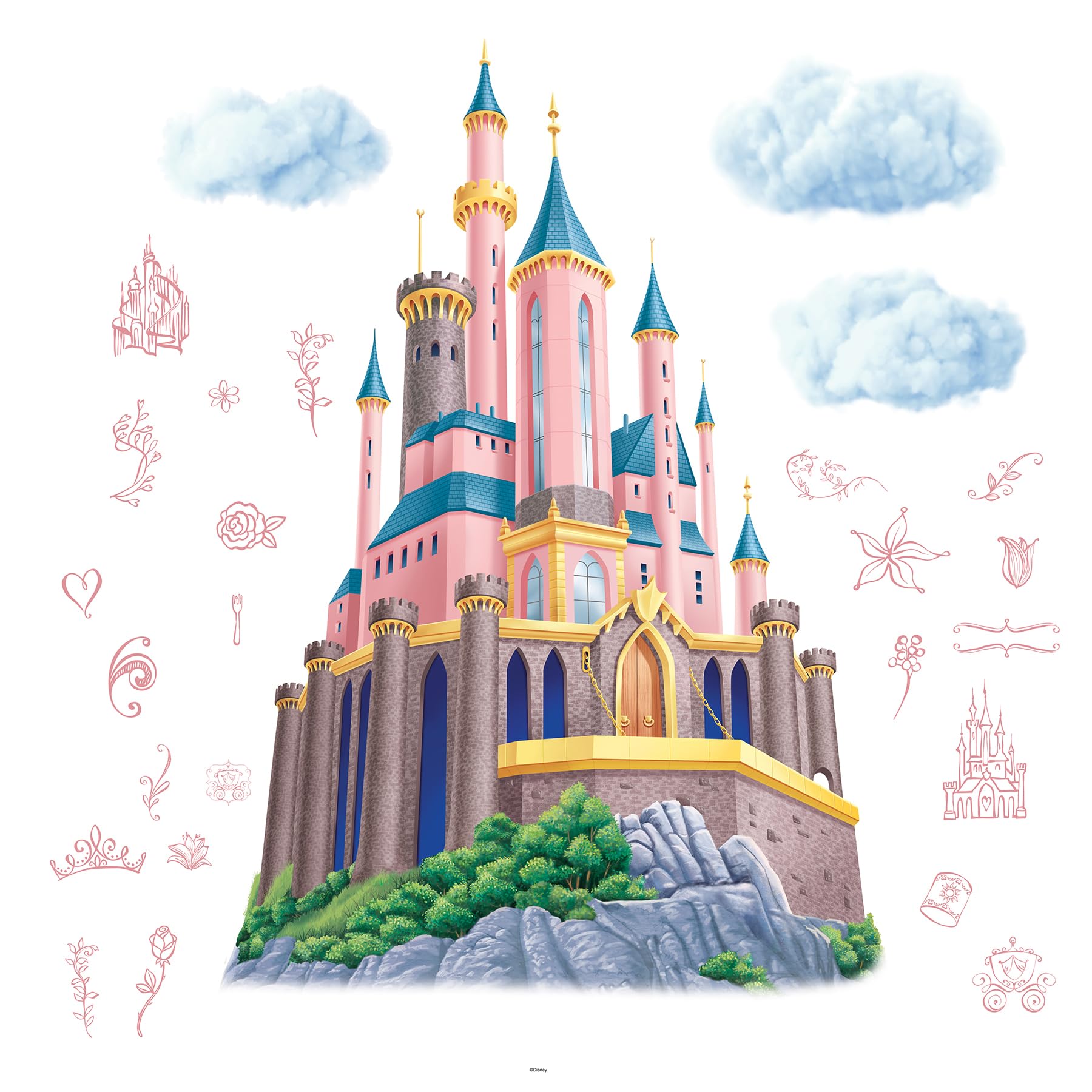 Disney Princess Castle Giant Peel and Stick Wall Decals with String Lights by RoomMates, RMK5408TBM