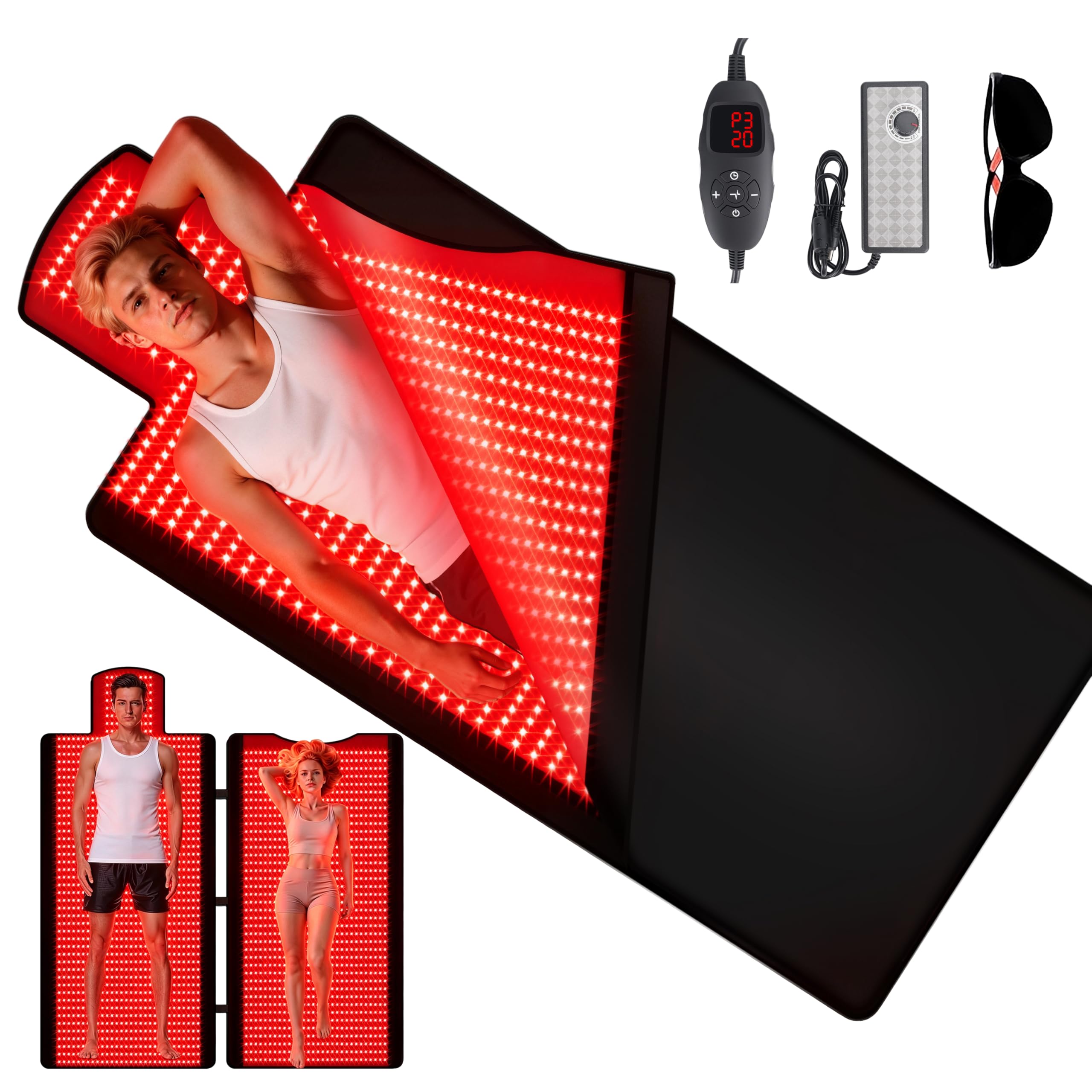 Red Light Therapy Mat Full Body 2026 Upgrade, 2570 LEDs, 74.6"x33.3" Large Sleeping Bag Blanket, Soft Leather, Adjustable Timer, Ideal Home Gift for Men & Women Athletes, Seniors, Office Workers