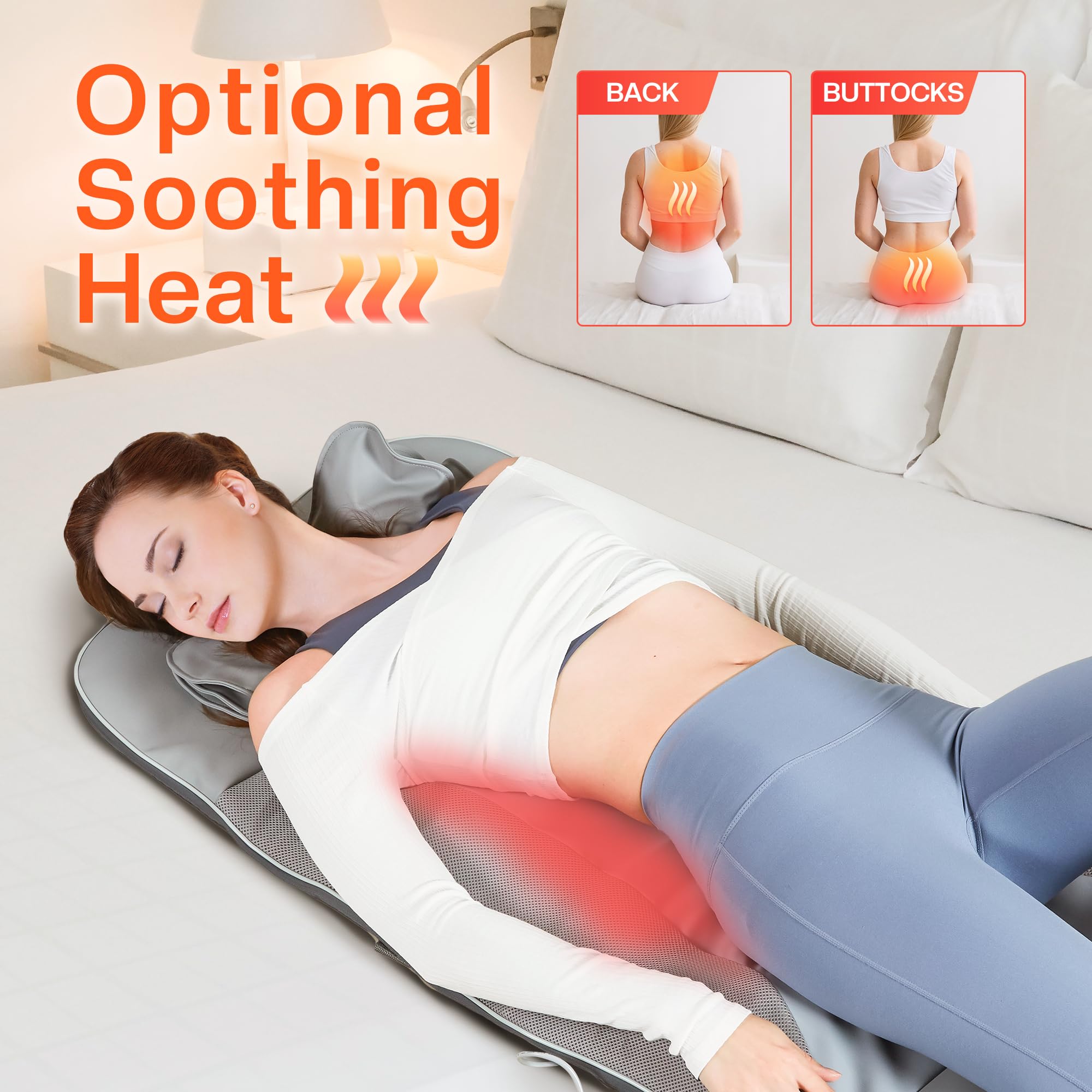 COMFIER Heated Full Body Massage Mat, Back Stretching & Lumbar Traction Massage Mat, Back Massager for Back Pain Relief, Heating Massage Pad, Back Lumbar Support, Yoga Mat