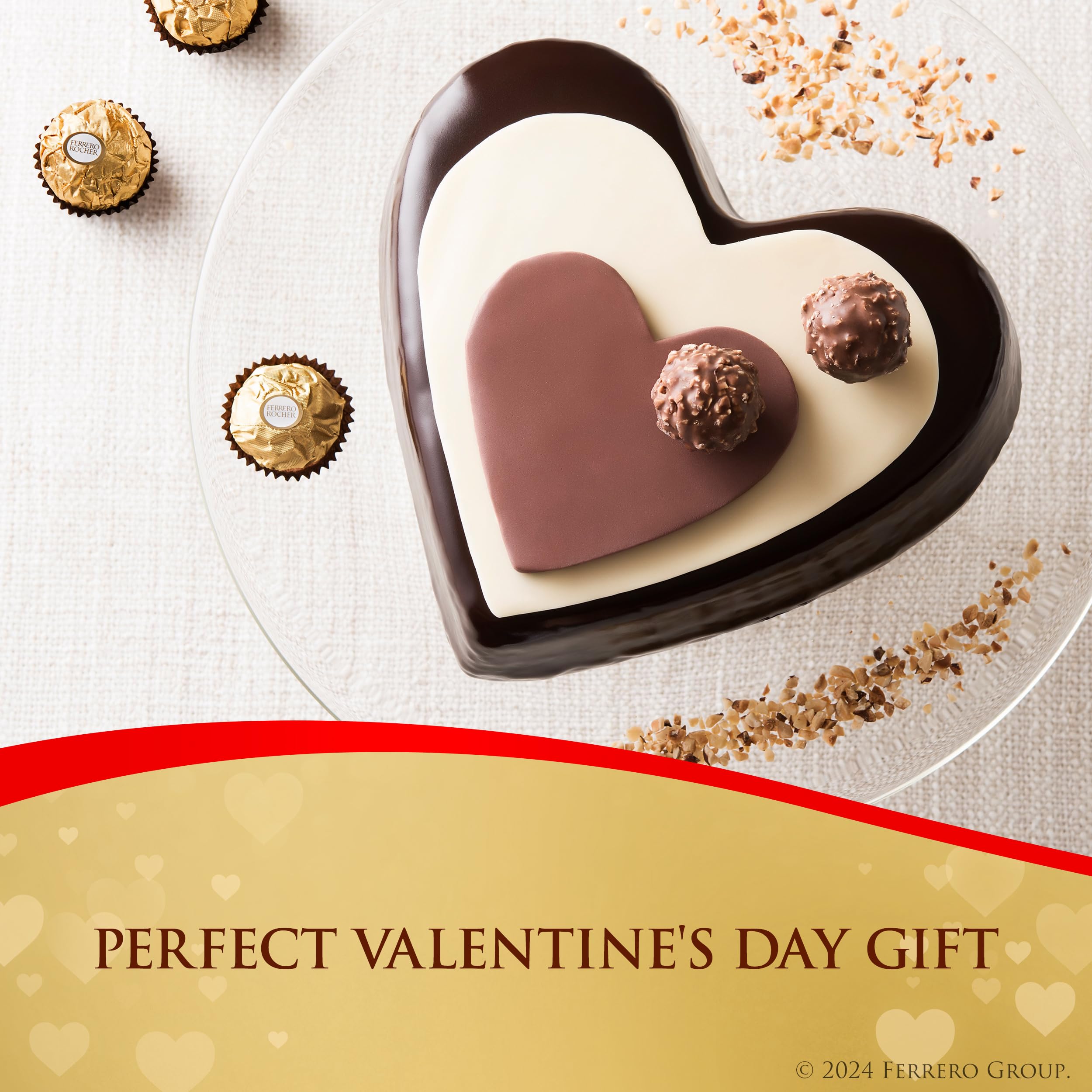 Ferrero Rocher, 16 Count, Gourmet Milk Chocolate Hazelnut, Valentine's Chocolate, Individually Wrapped, 6.2 oz