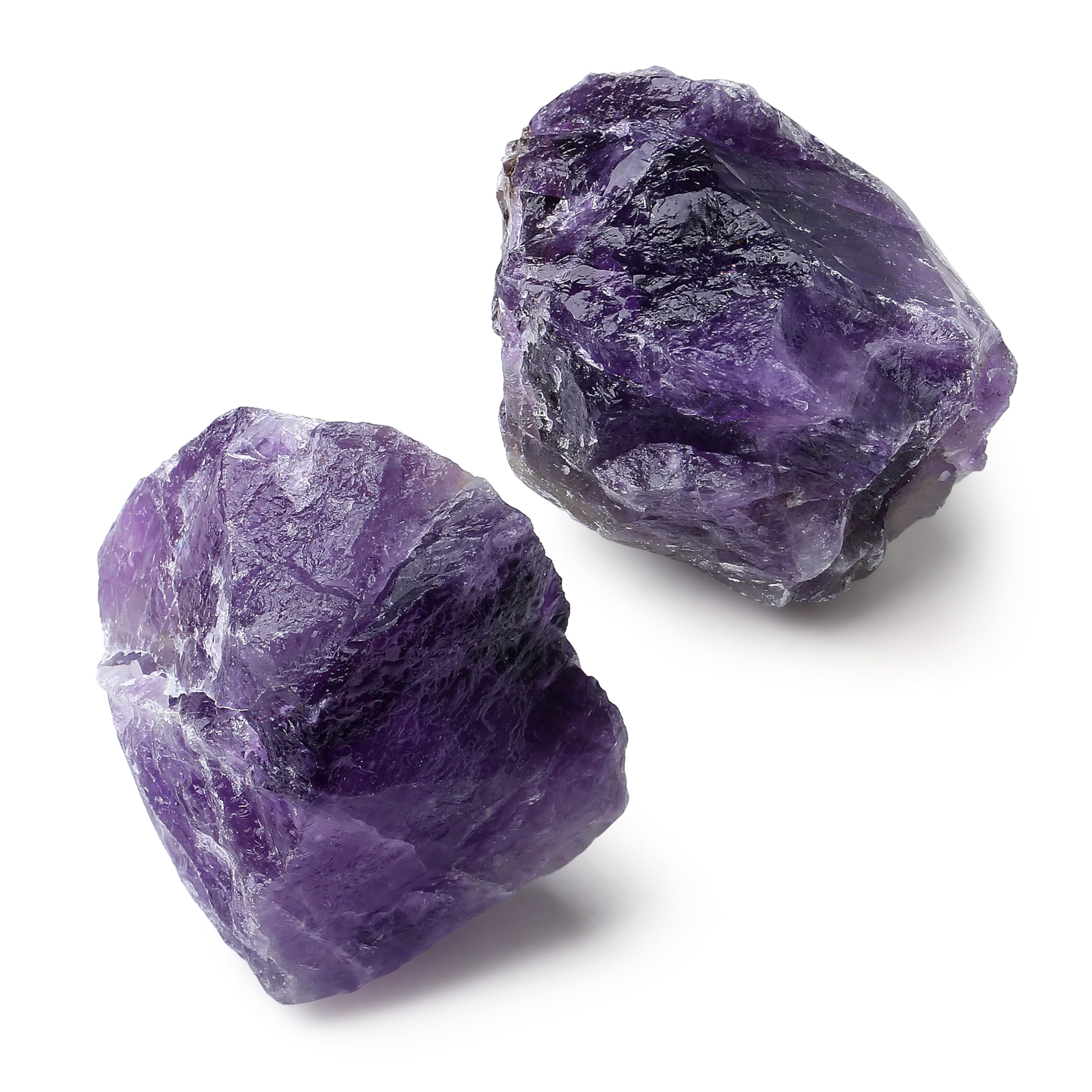 QINJIEJIE 2PCS Amethyst Raw Crystals 1.8-2.2'' Raw Crystals Healing Stones Bulk Large Stones for Tumbling, Cabbing, Fountain Rocks, Polishing, Handmade, Wicca Reiki, Wire Wrapping,DIY Decoration