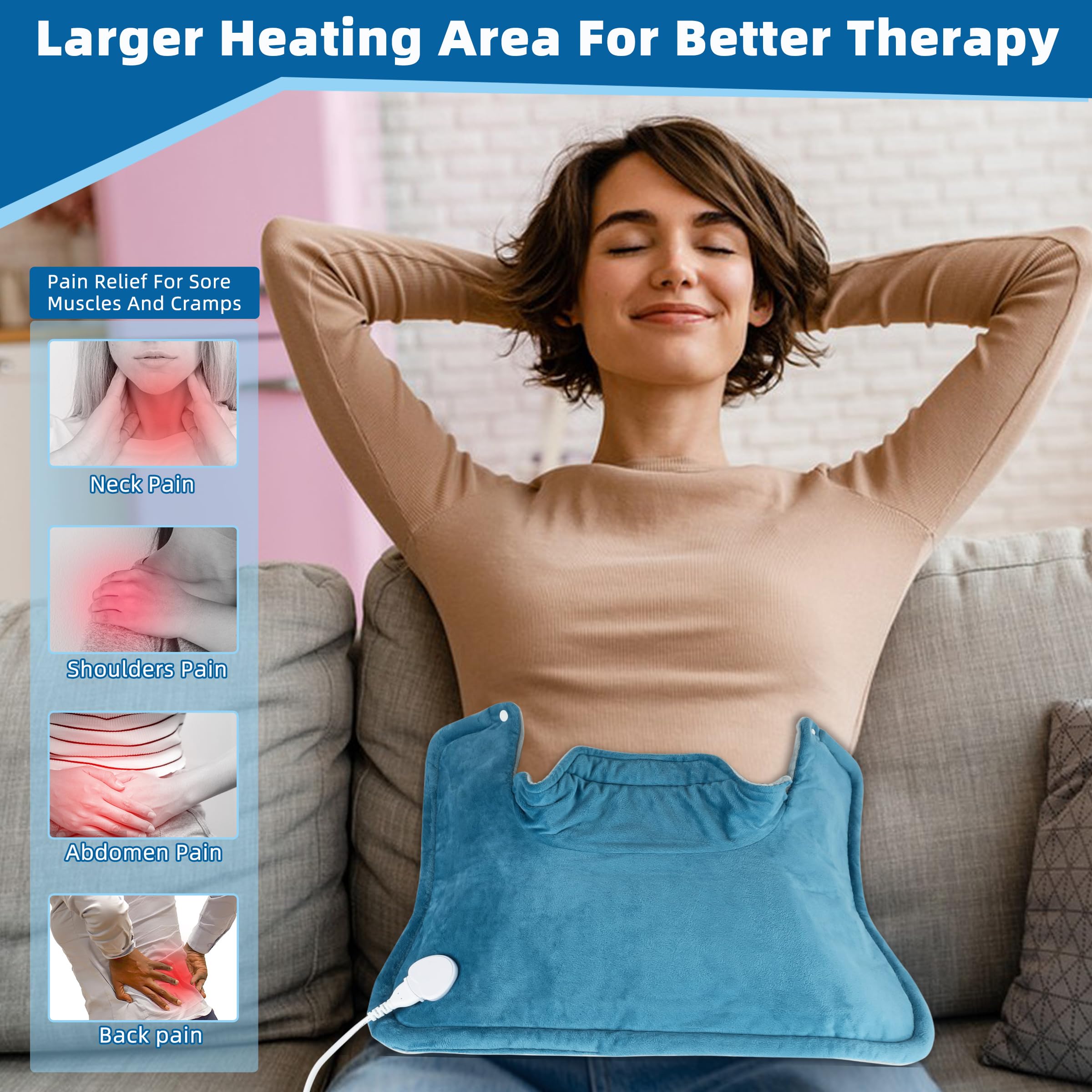 Heating Pad for Neck and Shoulders and Back Pain Relief Christmas Birthday Gifts for Women Mom Men Dad 2lb Weighted Electric Neck Heating Pad Shoulder Heating Pads 6 Heat Settings 4 Timers Auto-Off