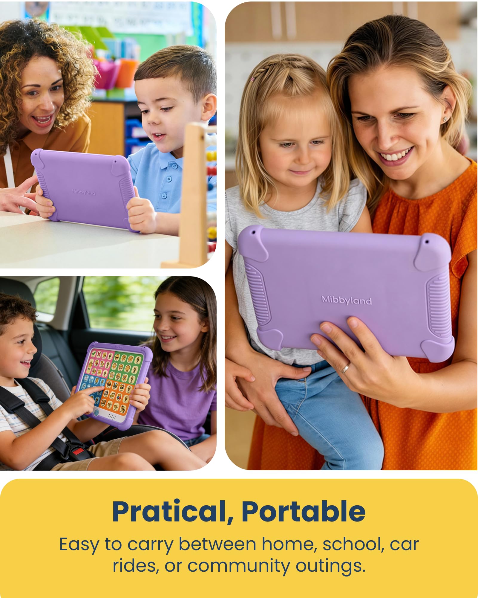 MibbyTalk AAC Device for Autism & Nonverbal Kids and Adults, Communication Tool for Home & School, 32 Preset Buttons, 11 Recording Buttons with Stickers, Silicone Case, Purple, Easter Basket Stuffers