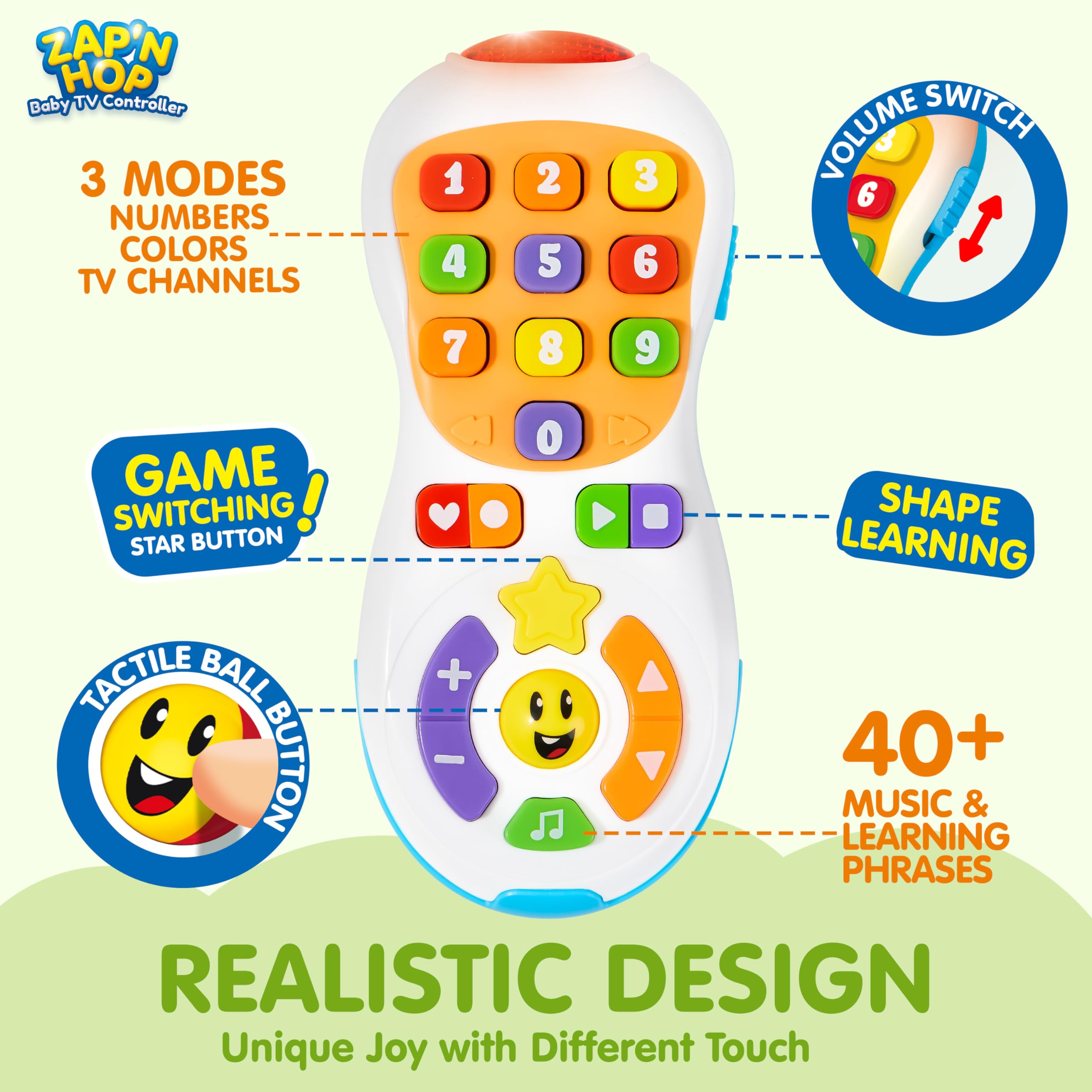 JOYIN Upgraded Toy Phone and Remote Control Set, 90+ Music and Learning Phrases, Baby Toys 6-12 Months, Toddler Birthday Gifts for 1 2 3+ Year Old Girs Boy Toys, Holiday Stocking Stuffers