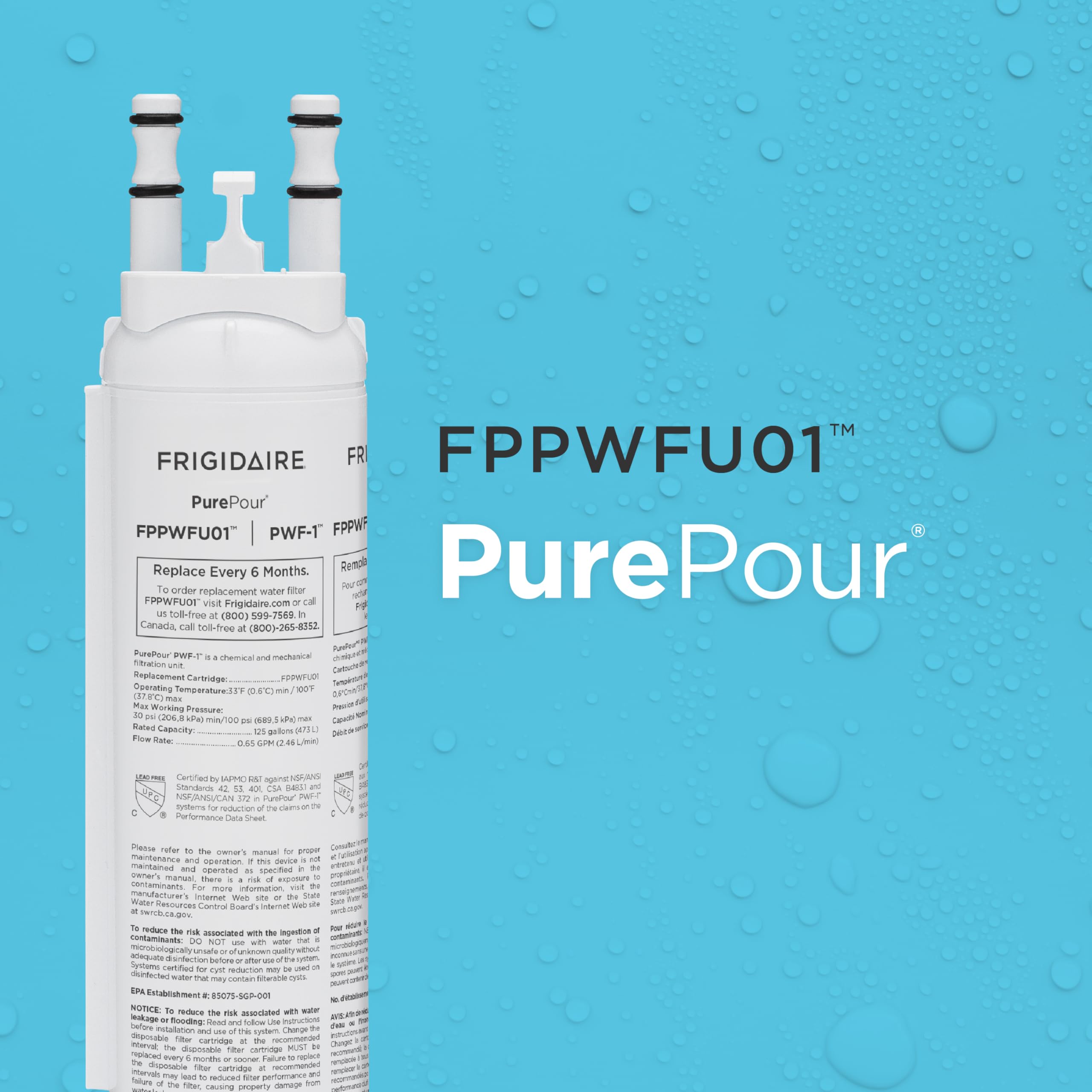 Frigidaire FPPWFU01 PurePour PWF-1 Refrigerator Water Filter 1 Count (Pack of 1)