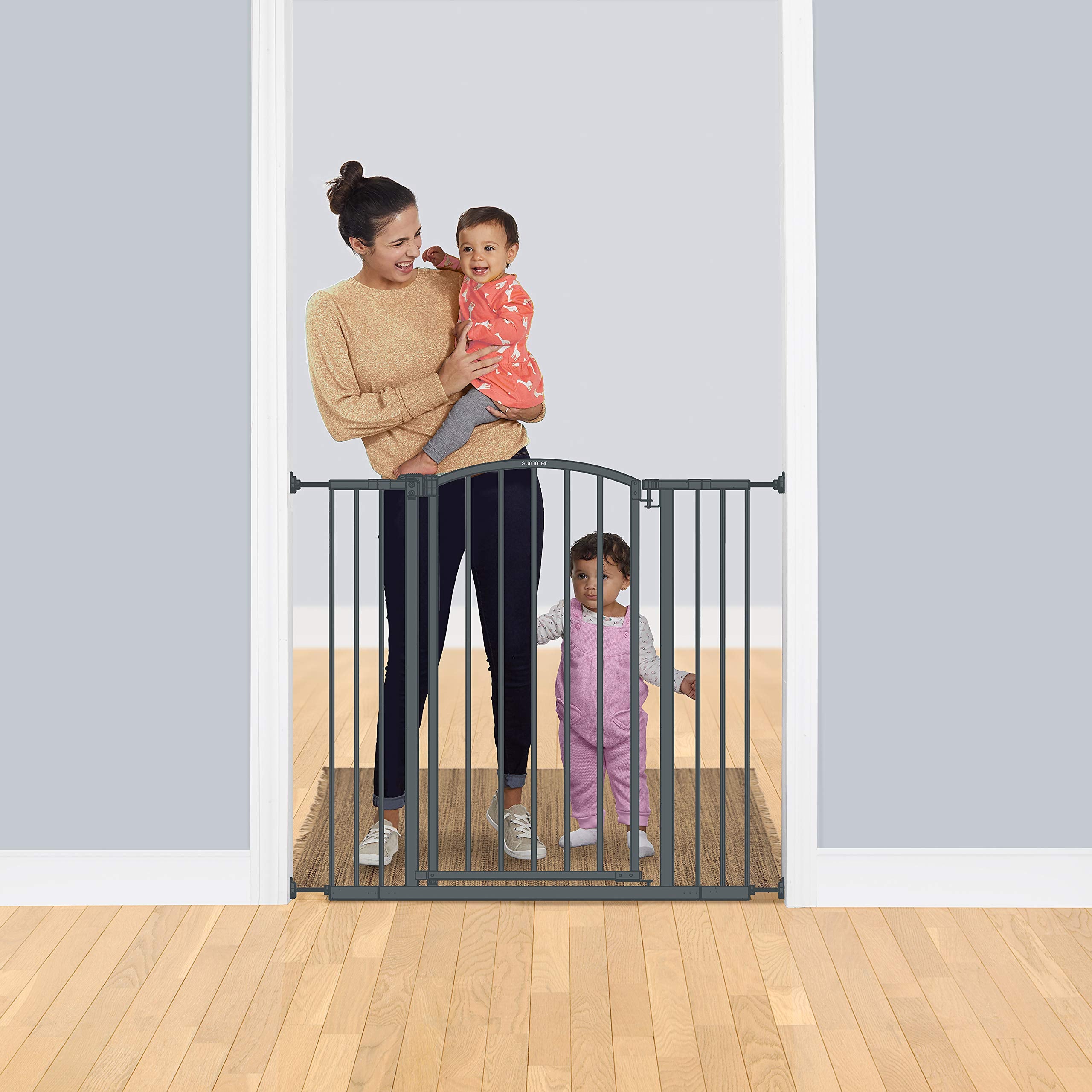 Summer Infant Extra Tall Decor Safety Pet and Baby Gate, 28” - 38.25” Wide, 36" Tall, Install In-between Rooms, Doorways and Stairways, 20” Wide Door Opening - Gray