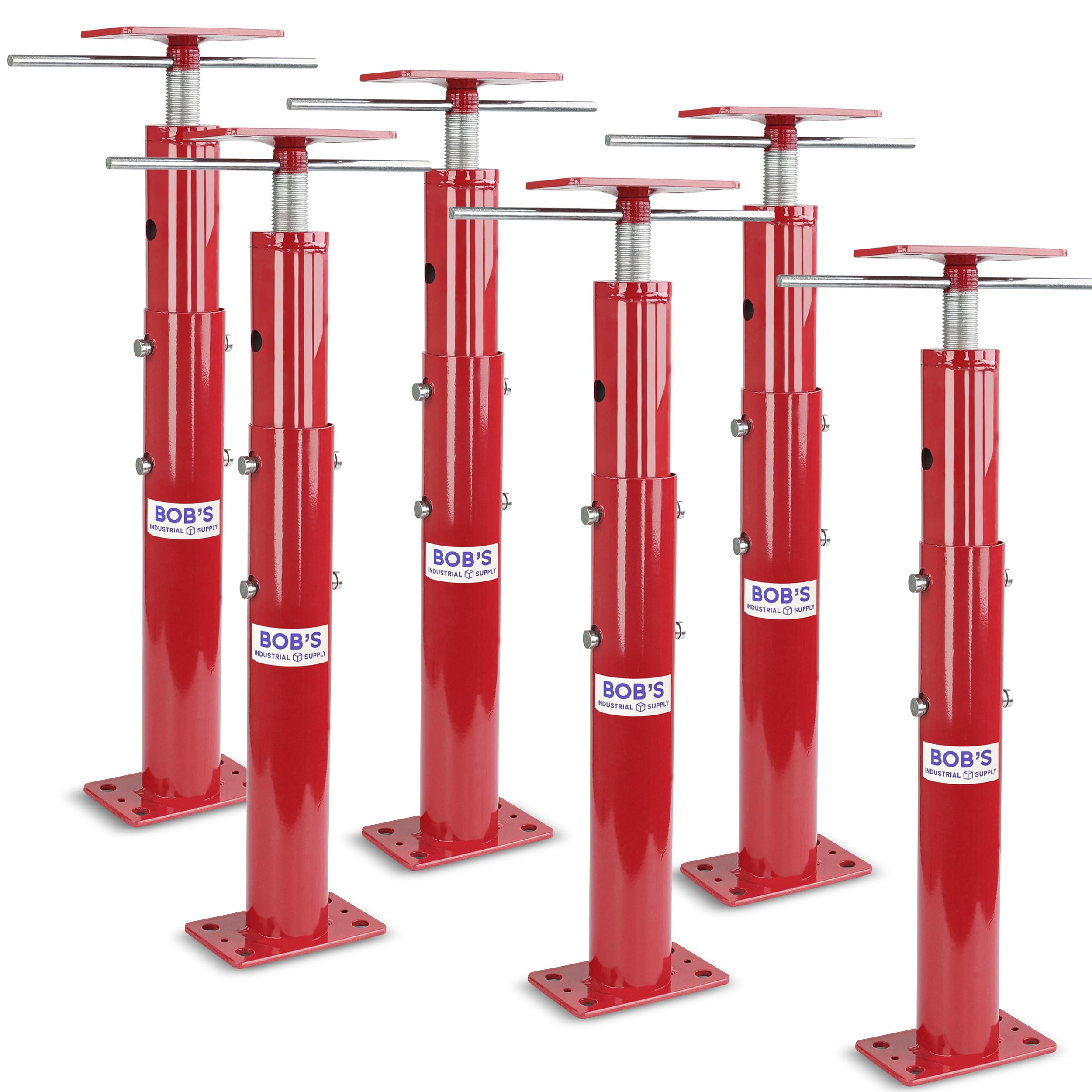 BISupply Basement Floor Jack 19” - 36” Adjustable Support Beam House Jack Post - Floor Lifting Joist Beam Brace for Cellar Ceiling 9700 lbs Max Capacity Screw Pole Jack - 6 Pack