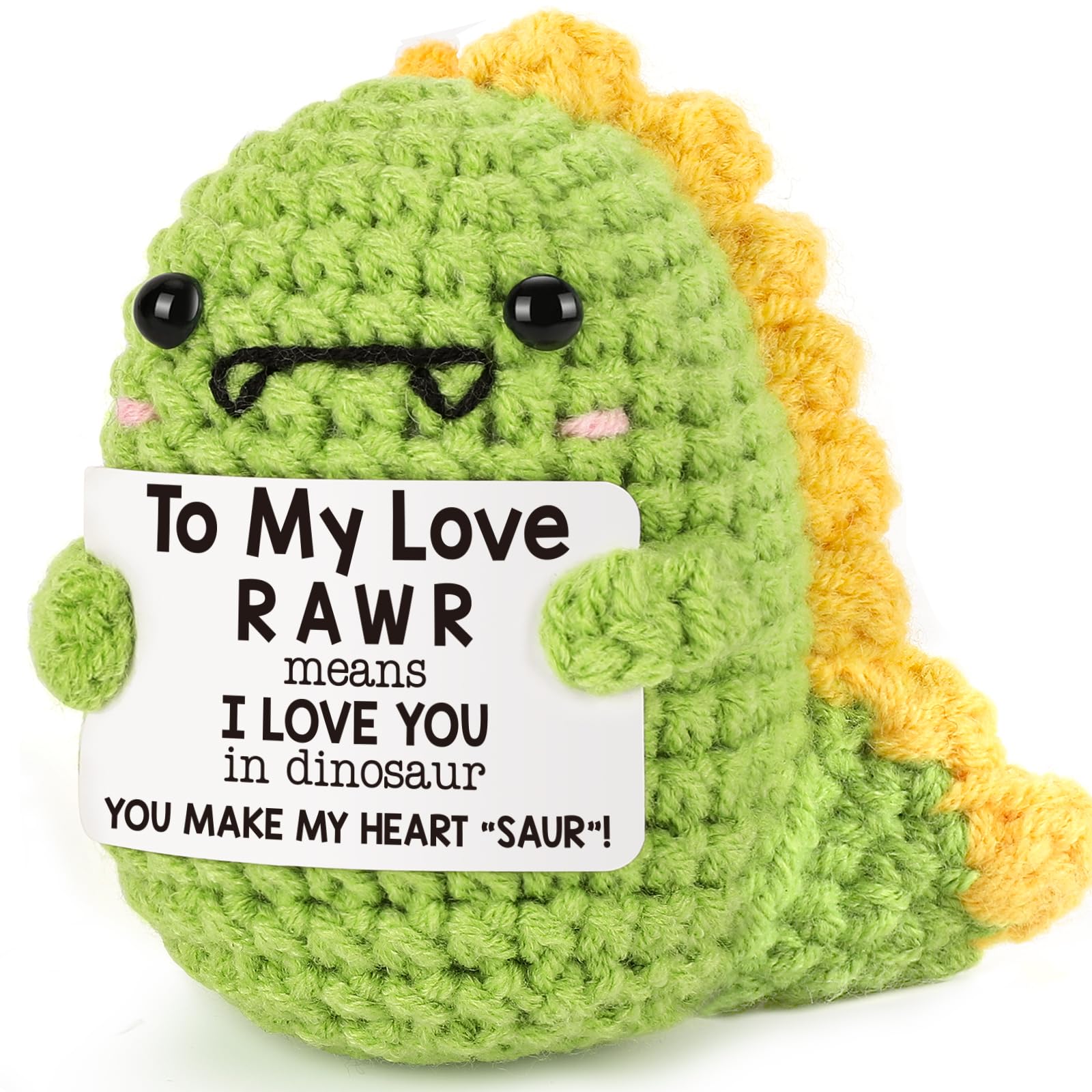 Mini Valentine's Day Gift for Boyfriend Girlfriend Wife Husband I Love You Valentines Day Decor Cute Funny Couple Gifts Handmade Crochet Dinosaur for Fiance Wife Husband BF Small Birthday Gifts